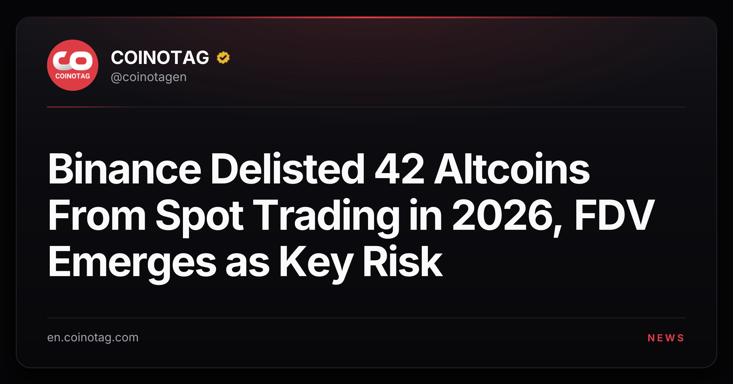 Binance Delisted 42 Altcoins From Spot Trading in 2026, FDV Emerges as Key Risk