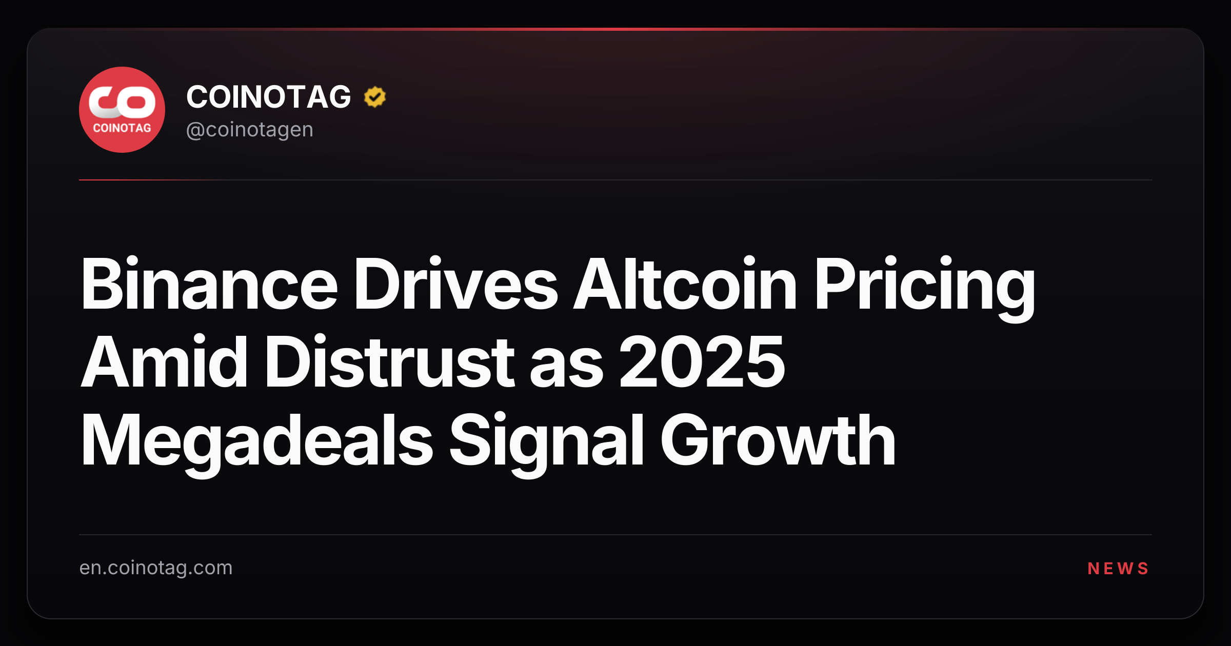 Binance Drives Altcoin Pricing Amid Distrust as 2025 Megadeals Signal Growth