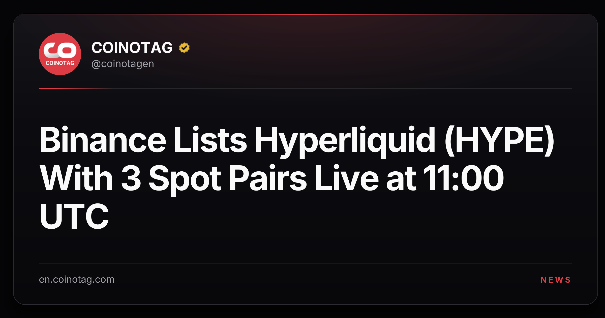 Binance Lists Hyperliquid (HYPE) With 3 Spot Pairs Live at 11:00 UTC