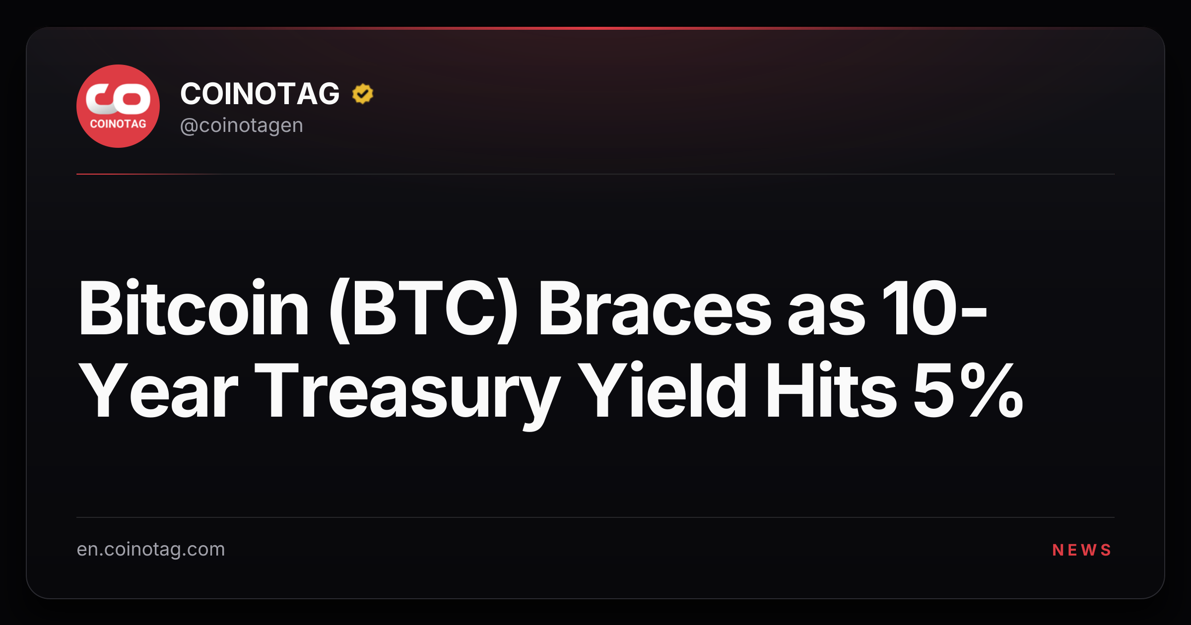 Bitcoin (BTC) Braces as 10-Year Treasury Yield Hits 5%