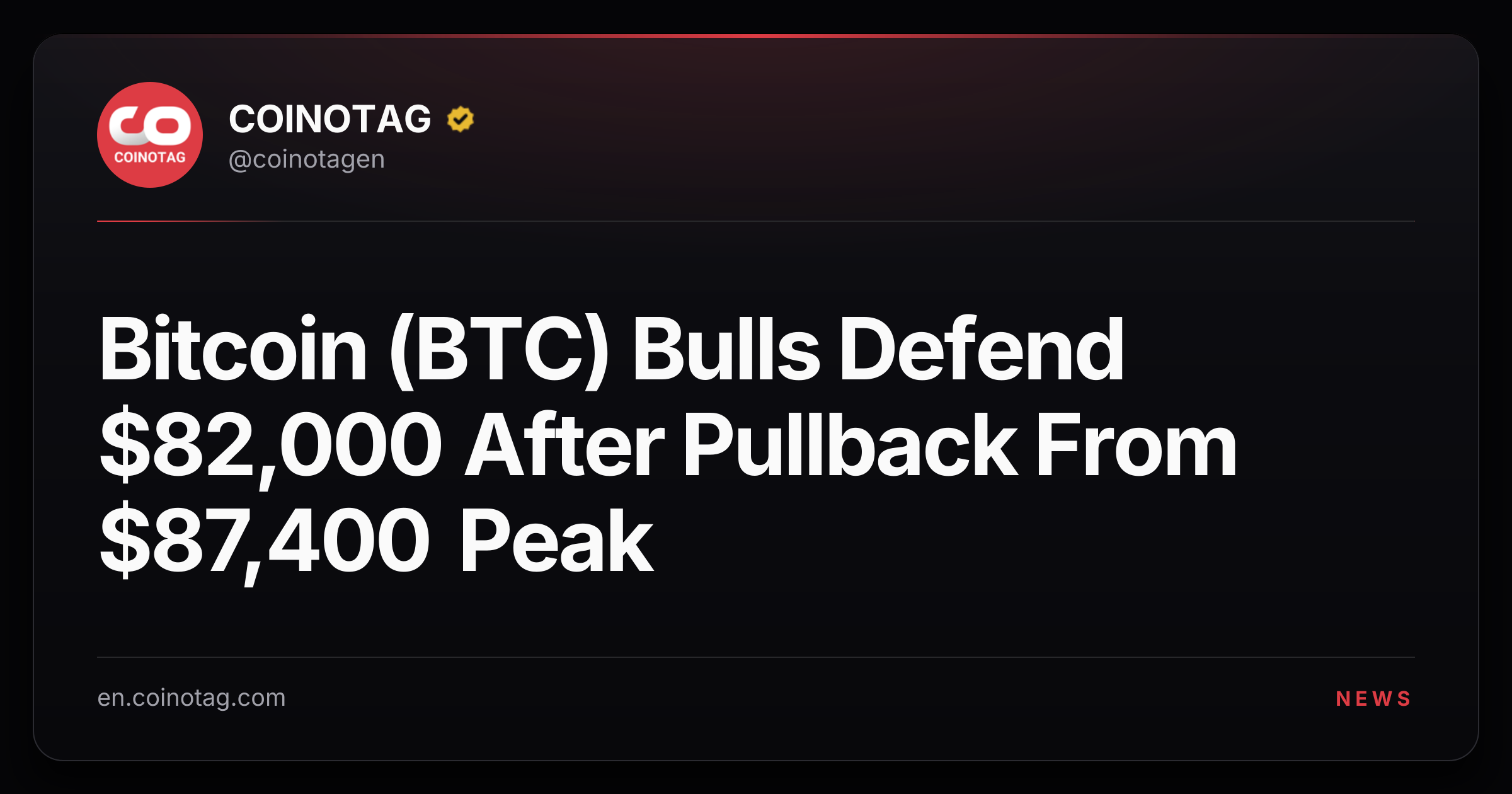 Bitcoin (BTC) Bulls Defend $82,000 After Pullback From $87,400 Peak