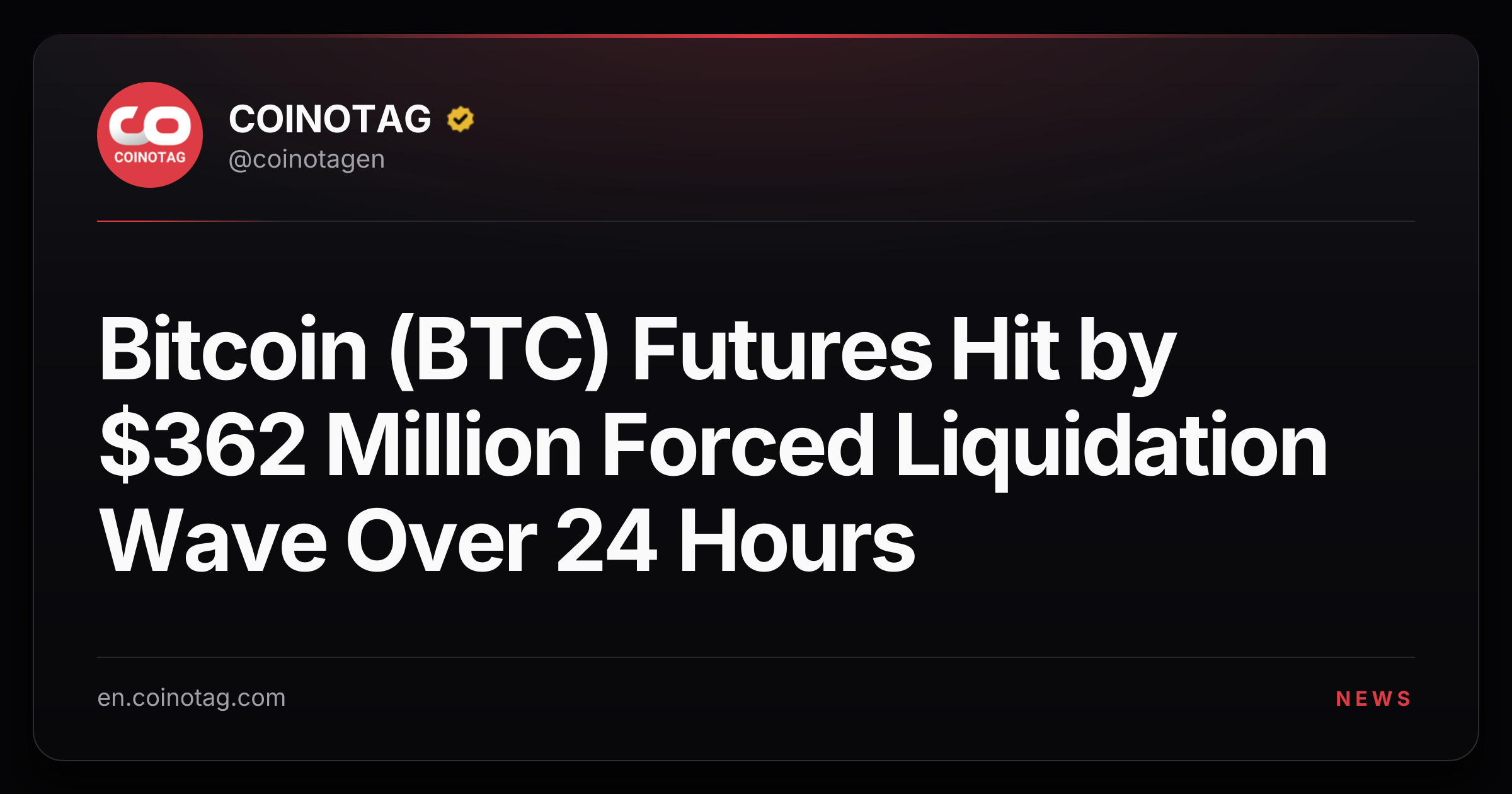Bitcoin (BTC) Futures Hit by $362 Million Forced Liquidation Wave Over 24 Hours