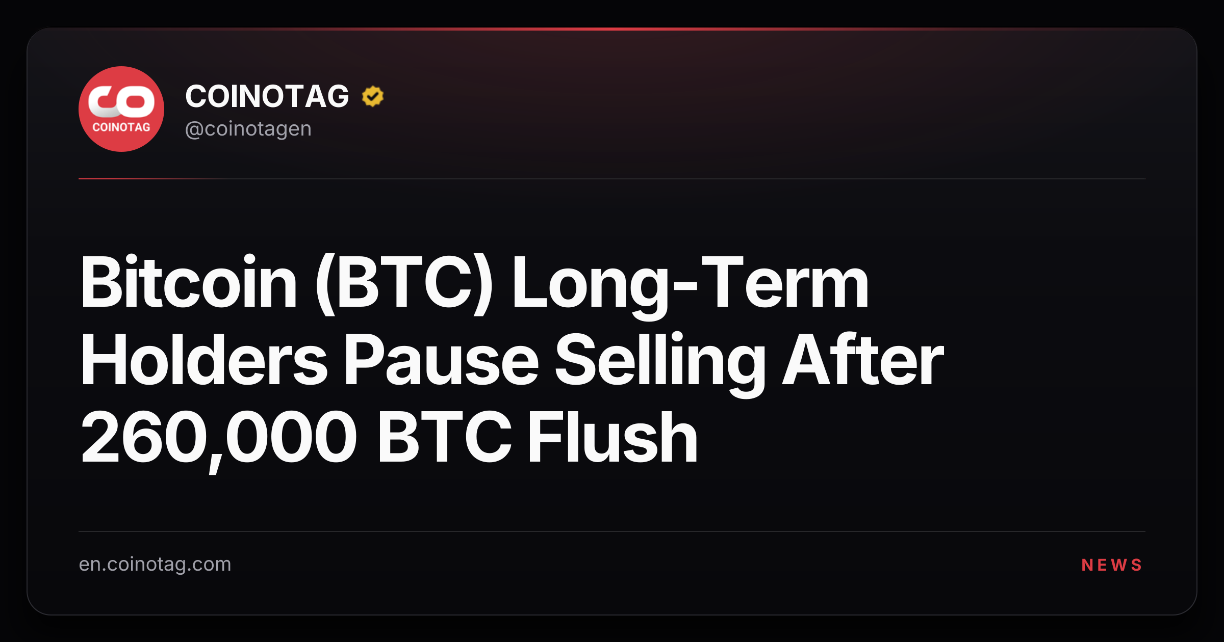 Bitcoin (BTC) Long-Term Holders Pause Selling After 260,000 BTC Flush