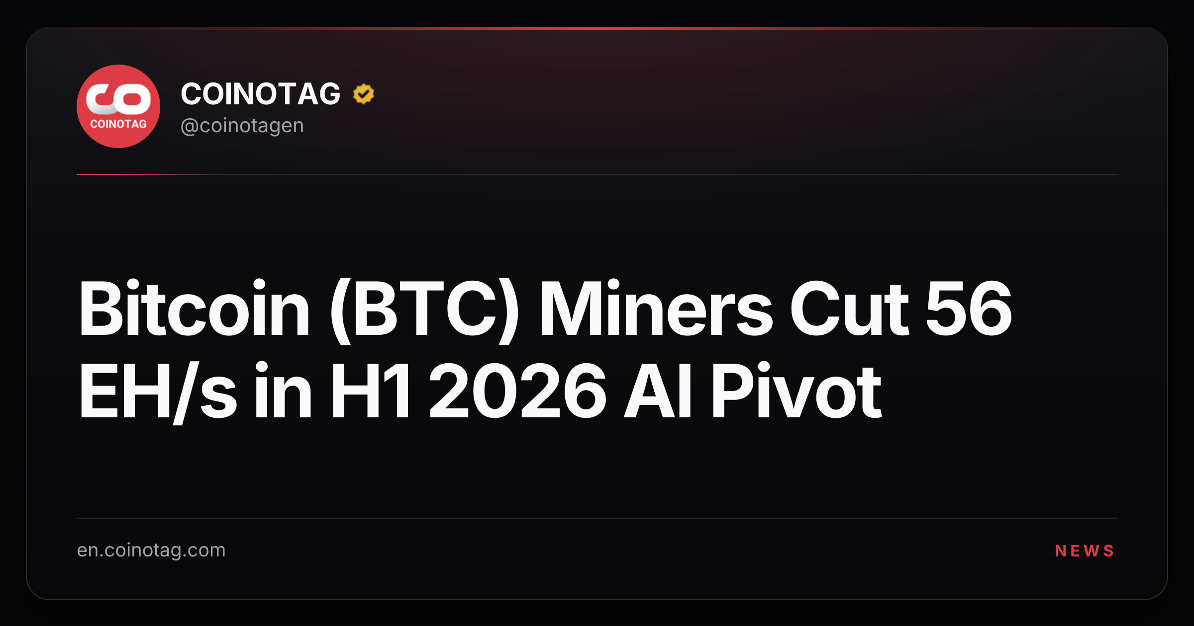 Bitcoin (BTC) Miners Cut 56 EH/s in H1 2026 AI Pivot