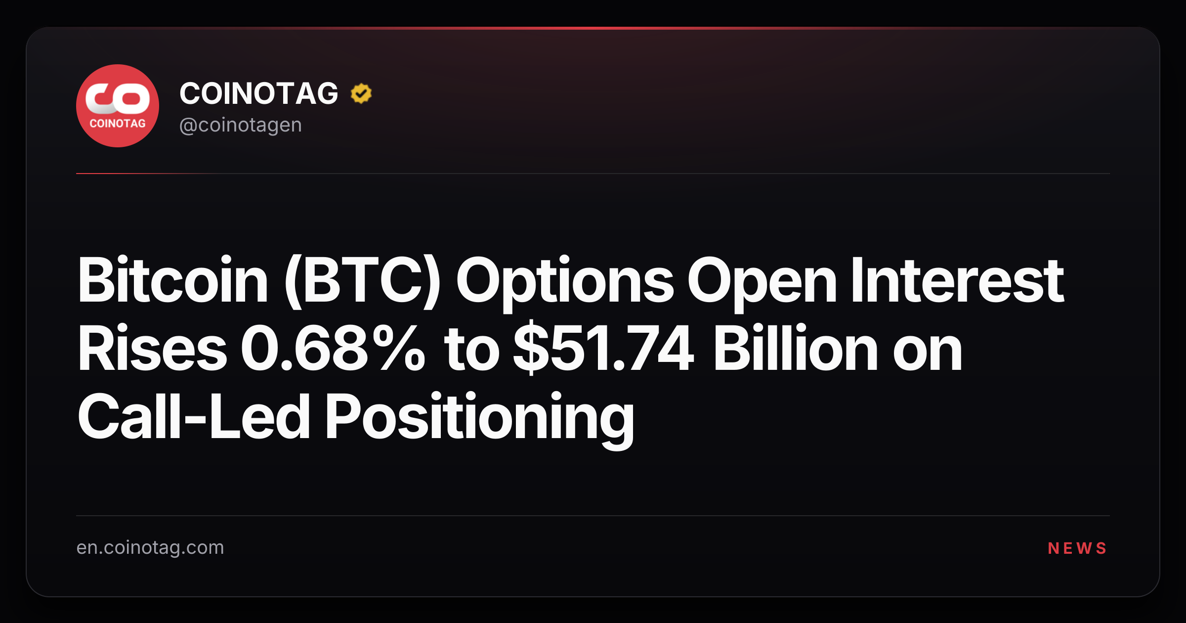 Bitcoin (BTC) Options Open Interest Rises 0.68% to $51.74 Billion on Call-Led Positioning