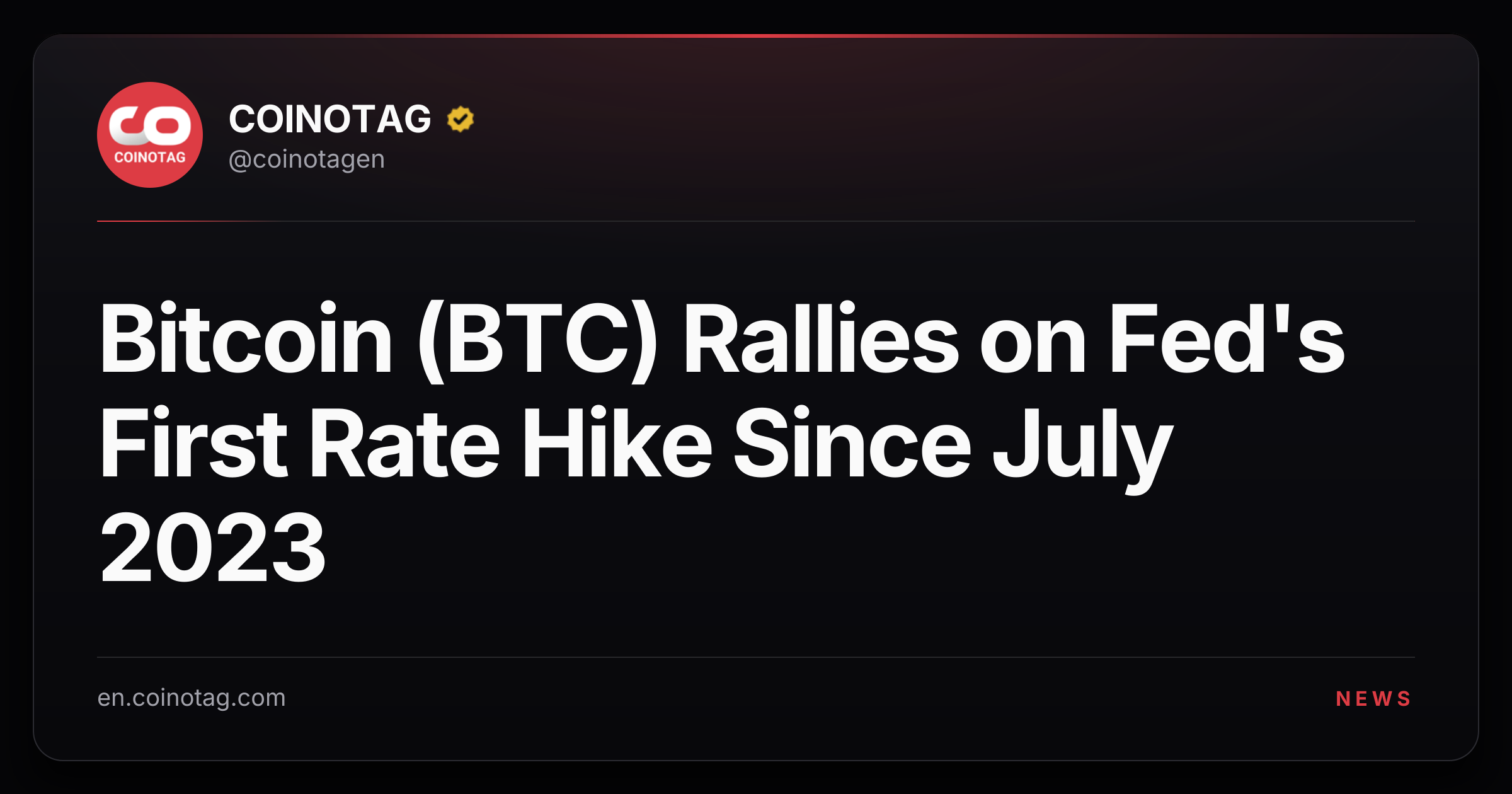Bitcoin (BTC) Rallies on Fed's First Rate Hike Since July 2023