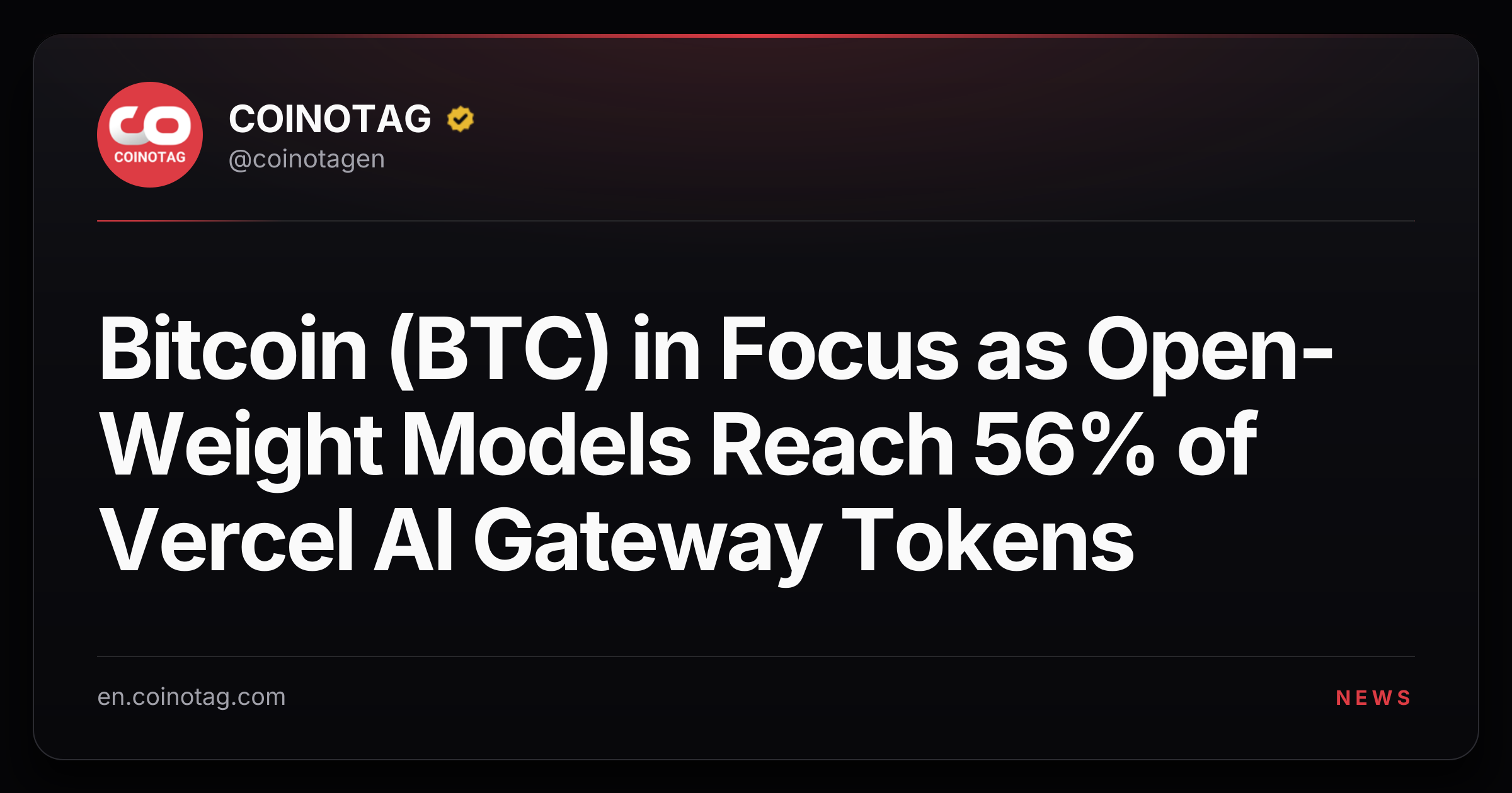 Bitcoin (BTC) in Focus as Open-Weight Models Reach 56% of Vercel AI Gateway Tokens
