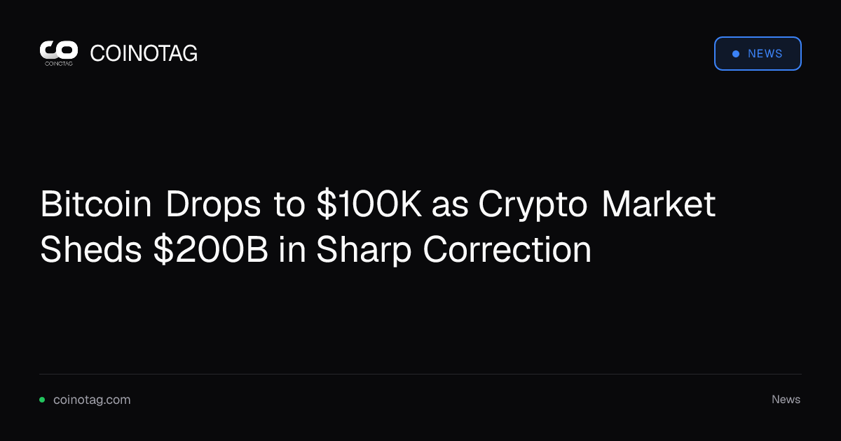 Bitcoin Drops to $100K as Crypto Market Sheds $200B in Sharp Correction