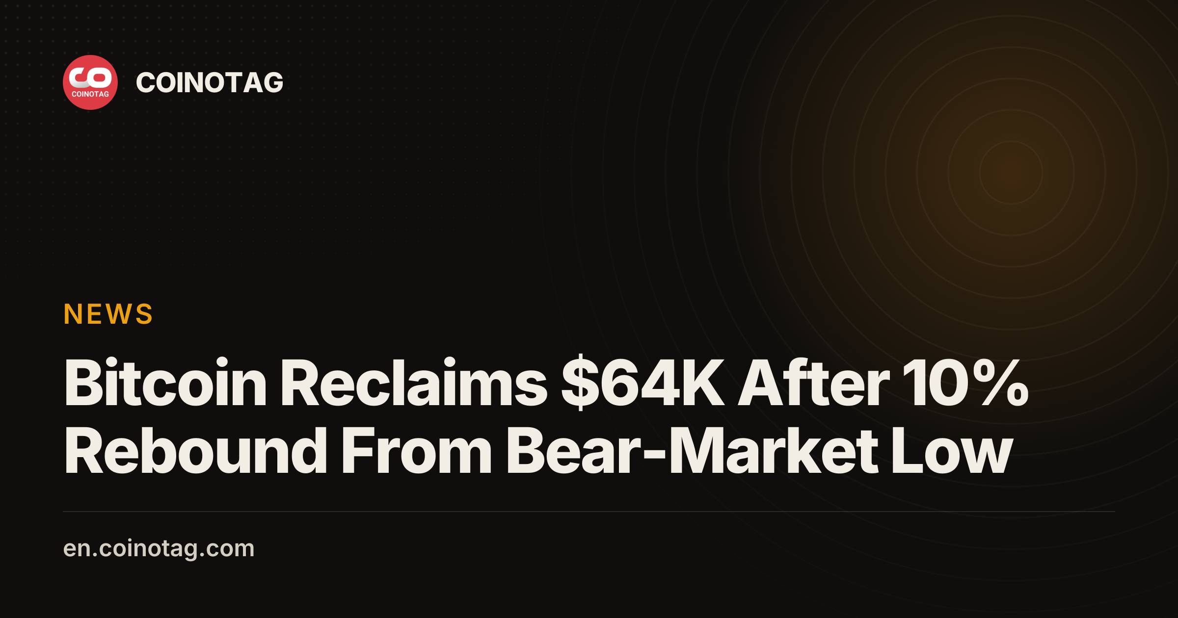Bitcoin Reclaims $64K After 10% Rebound From Bear-Market Low