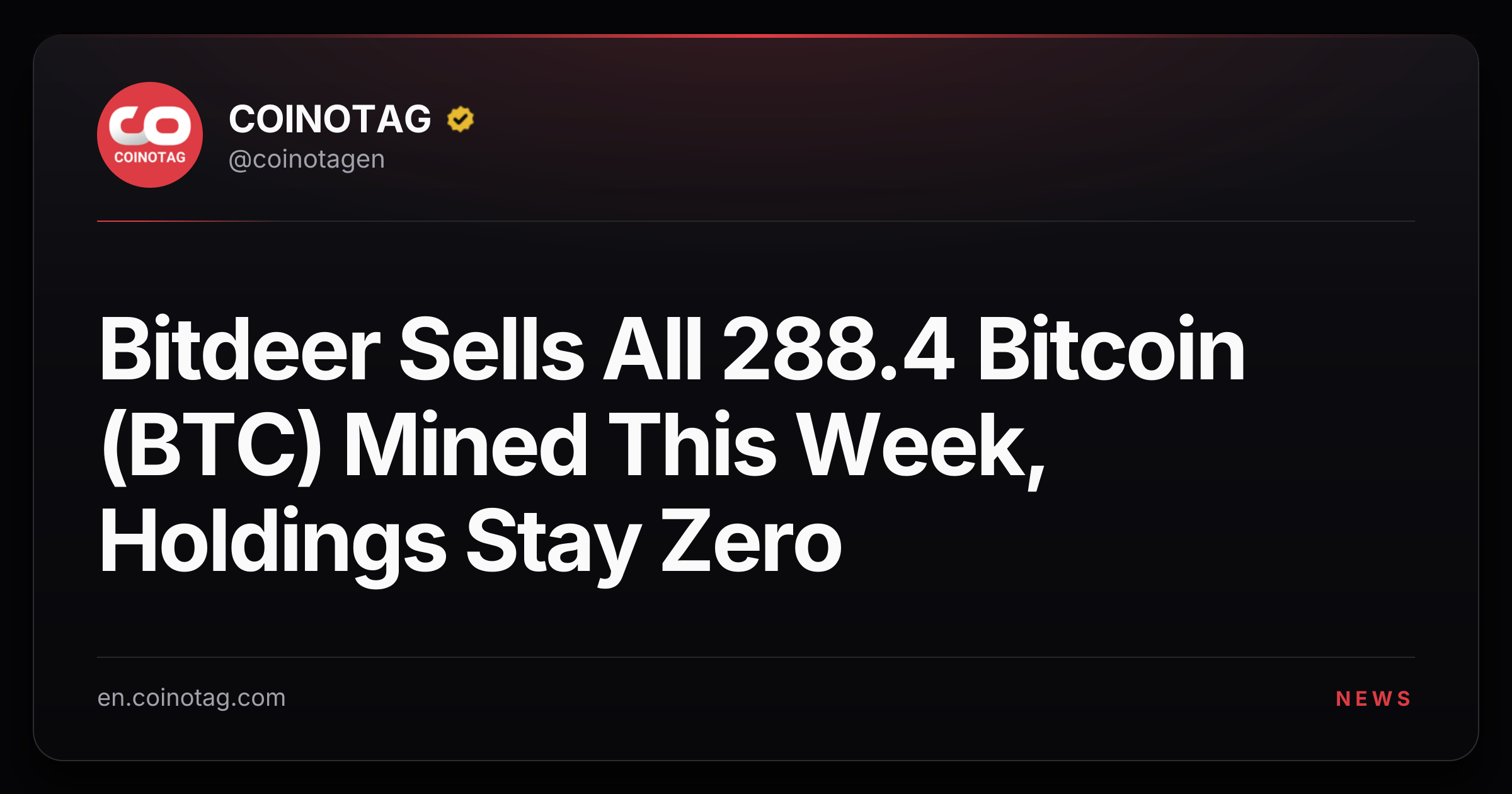 Bitdeer Sells All 288.4 Bitcoin (BTC) Mined This Week, Holdings Stay Zero