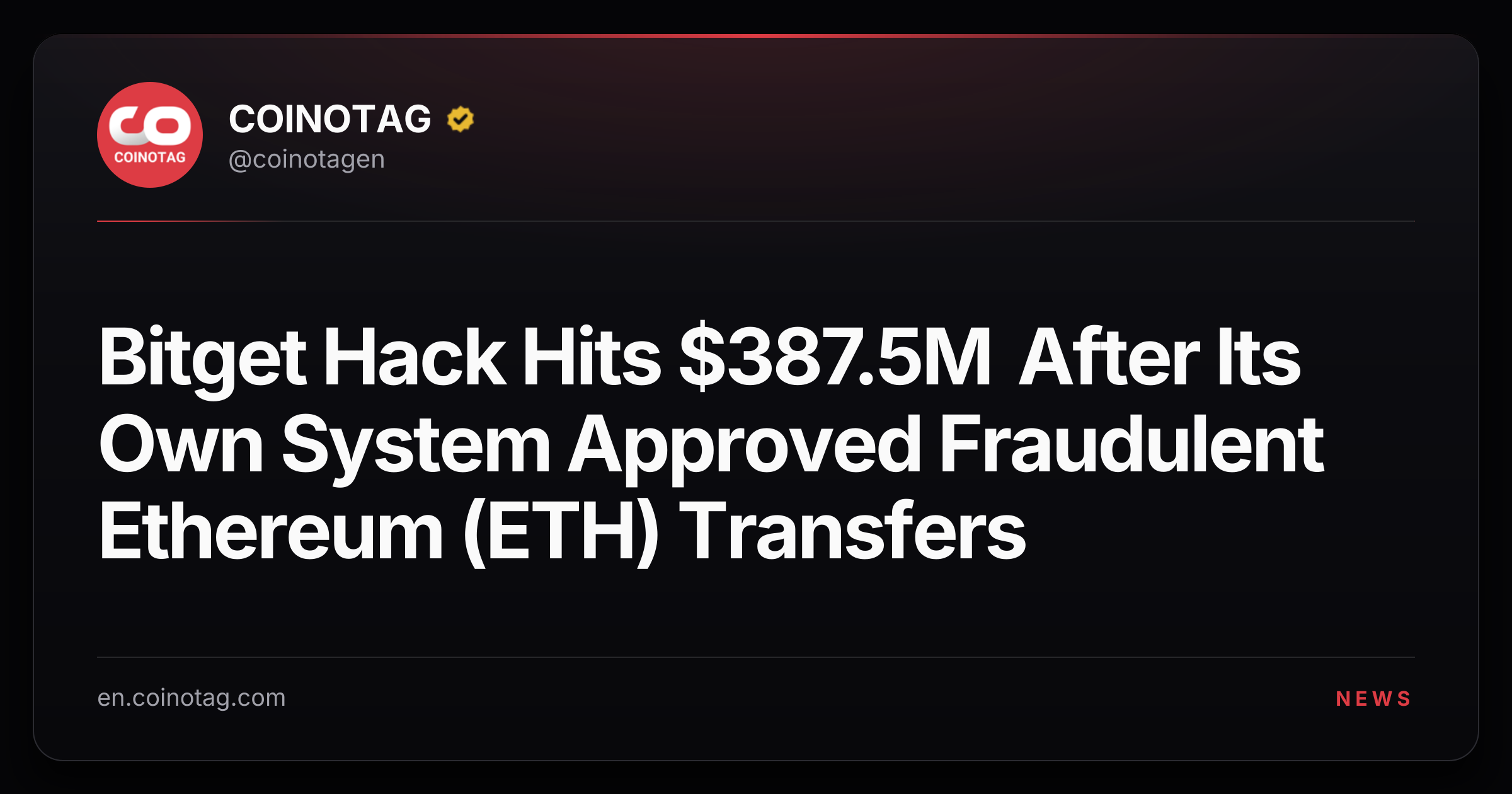 Bitget Hack Hits $387.5M After Its Own System Approved Fraudulent Ethereum (ETH) Transfers