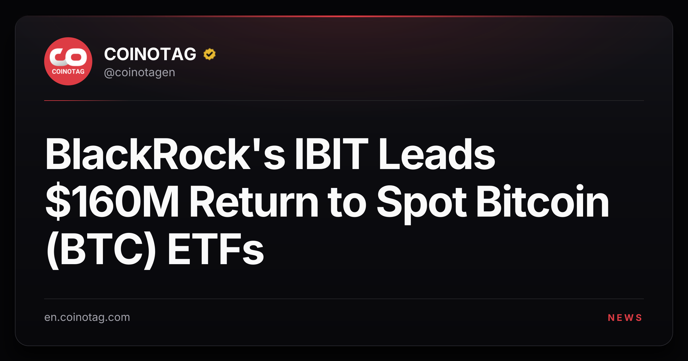 BlackRock's IBIT Leads $160M Return to Spot Bitcoin (BTC) ETFs