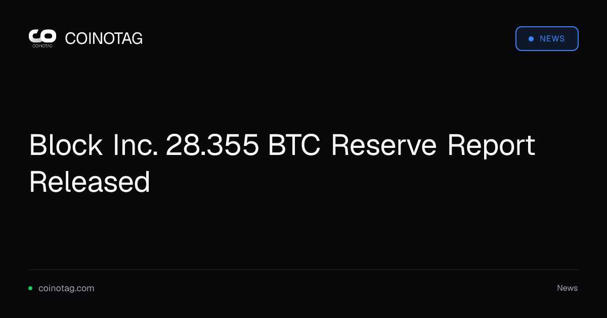 Block Inc. 28.355 BTC Reserve Report Released