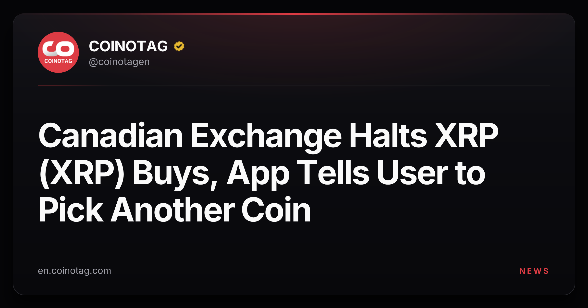 Canadian Exchange Halts XRP (XRP) Buys, App Tells User to Pick Another Coin