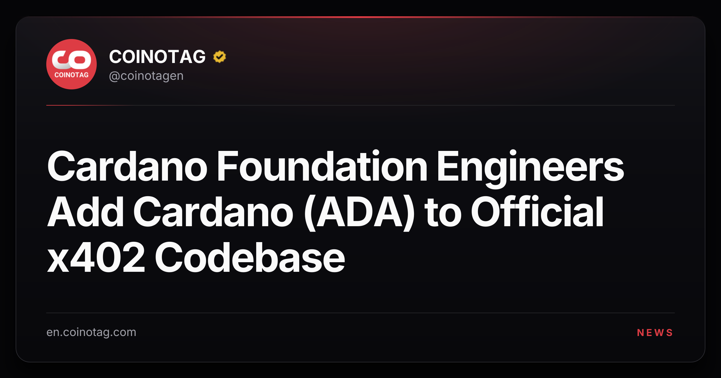 Cardano Foundation Engineers Add Cardano (ADA) to Official x402 Codebase
