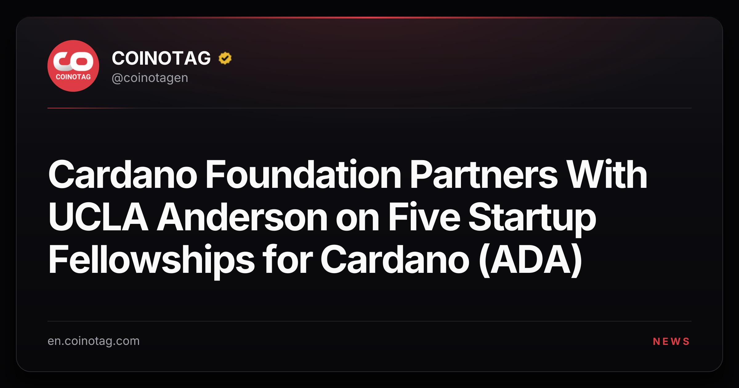 Cardano Foundation Partners With UCLA Anderson on Five Startup Fellowships for Cardano (ADA)