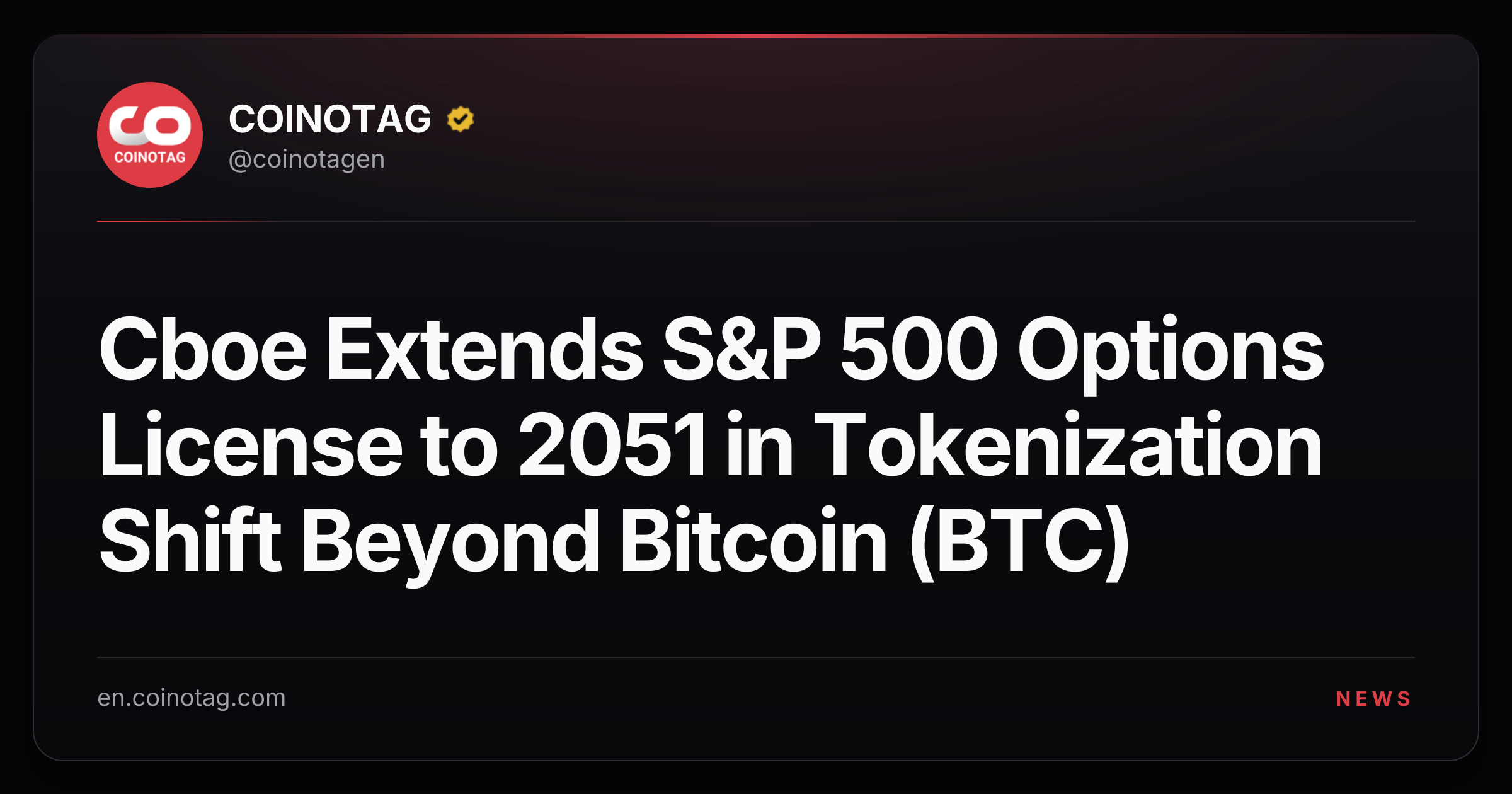 Cboe Extends S&P 500 Options License to 2051 in Tokenization Shift Beyond Bitcoin (BTC)