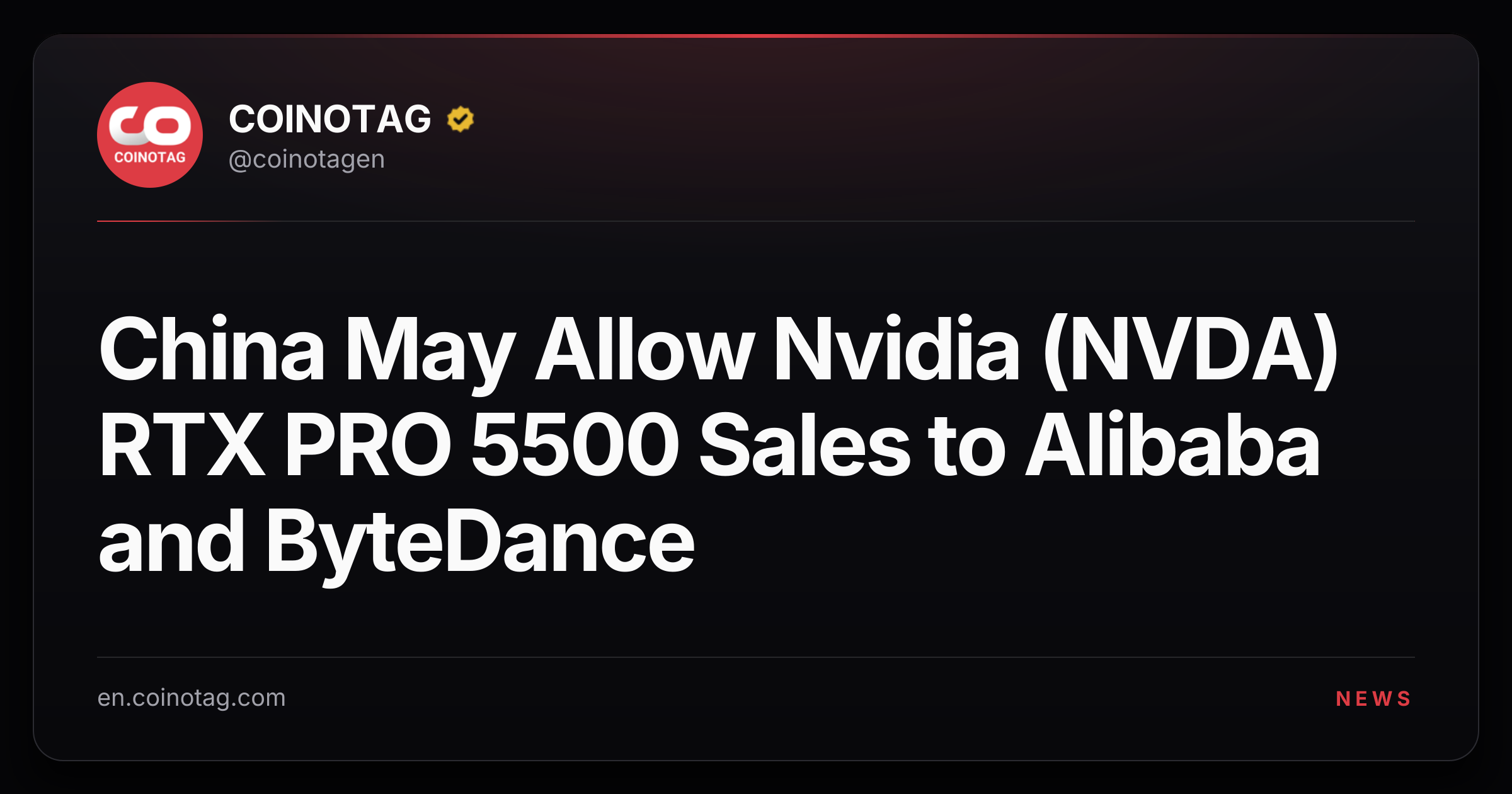 China May Allow Nvidia (NVDA) RTX PRO 5500 Sales to Alibaba and ByteDance