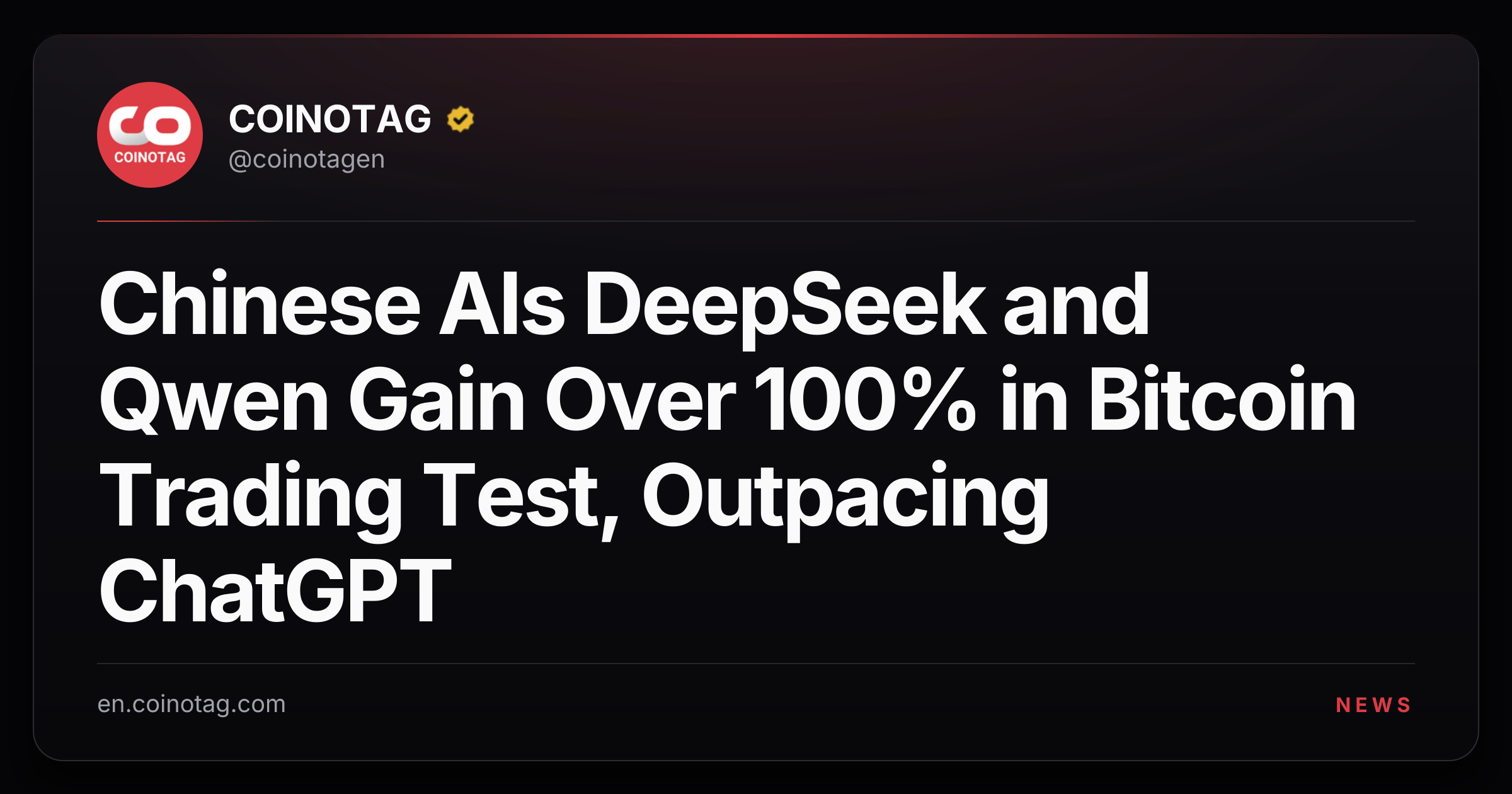 Chinese AIs DeepSeek and Qwen Gain Over 100% in Bitcoin Trading Test, Outpacing ChatGPT