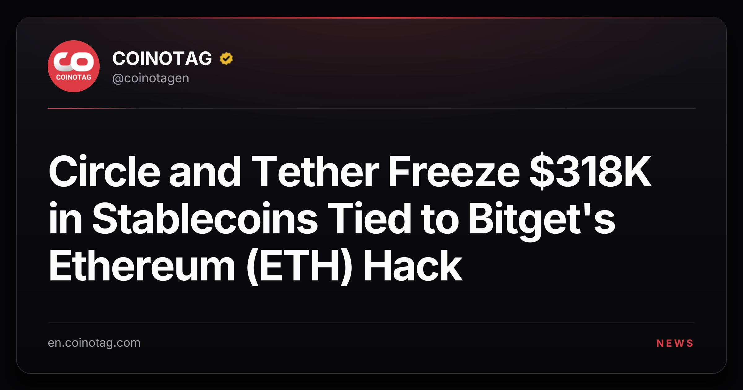 Circle and Tether Freeze $318K in Stablecoins Tied to Bitget's Ethereum (ETH) Hack
