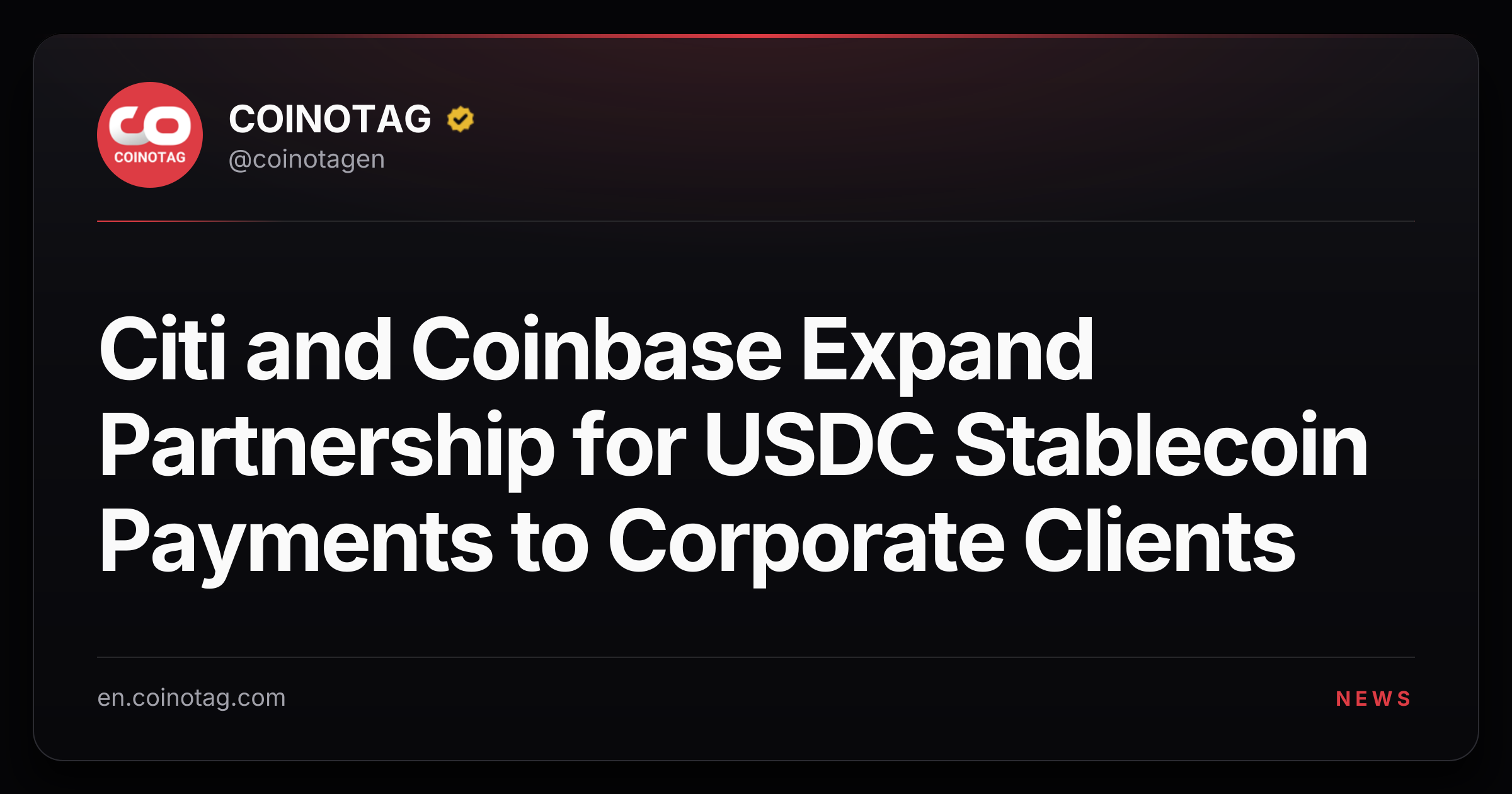 Citi and Coinbase Expand Partnership for USDC Stablecoin Payments to Corporate Clients