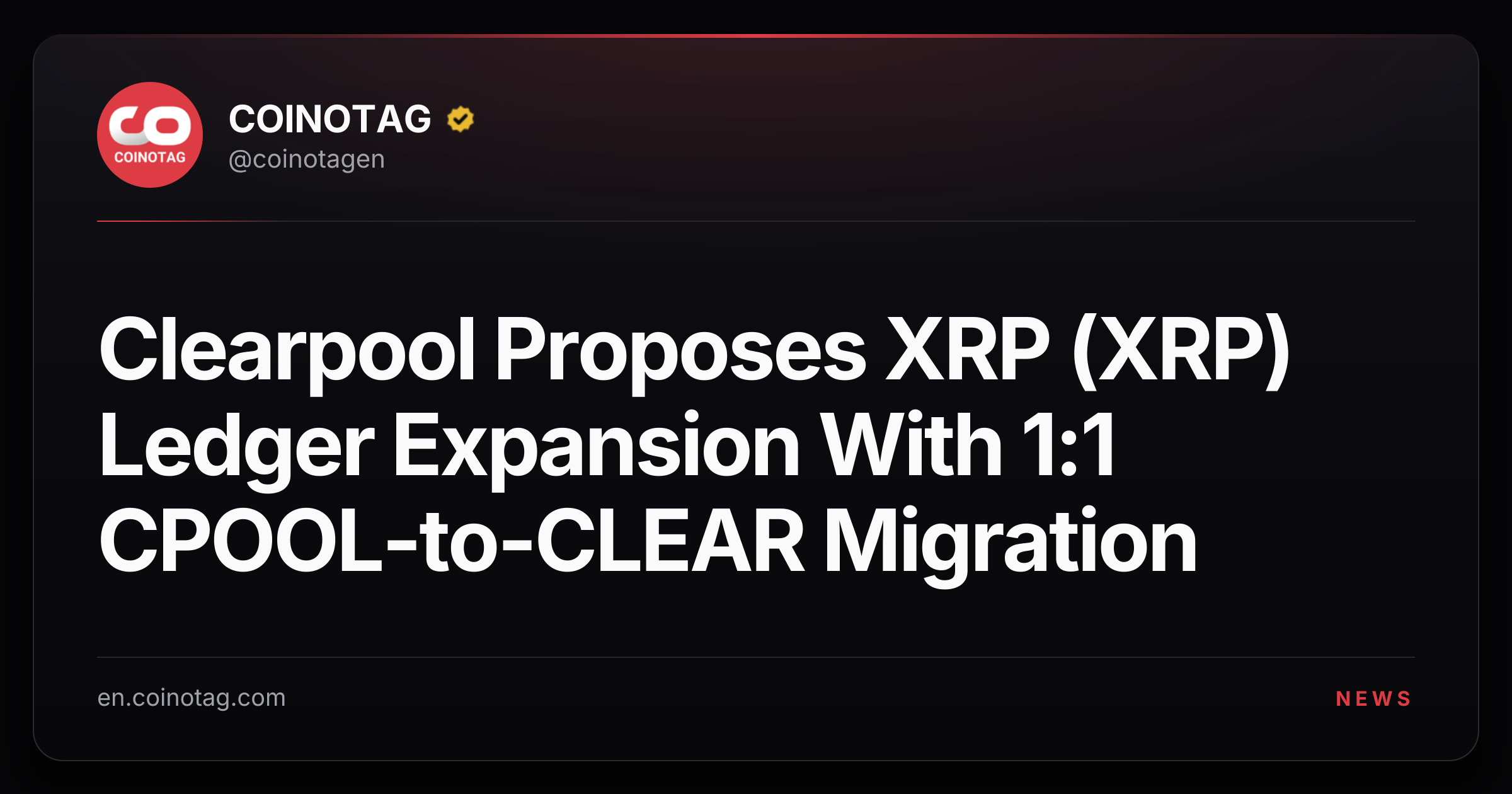Clearpool Proposes XRP (XRP) Ledger Expansion With 1:1 CPOOL-to-CLEAR Migration