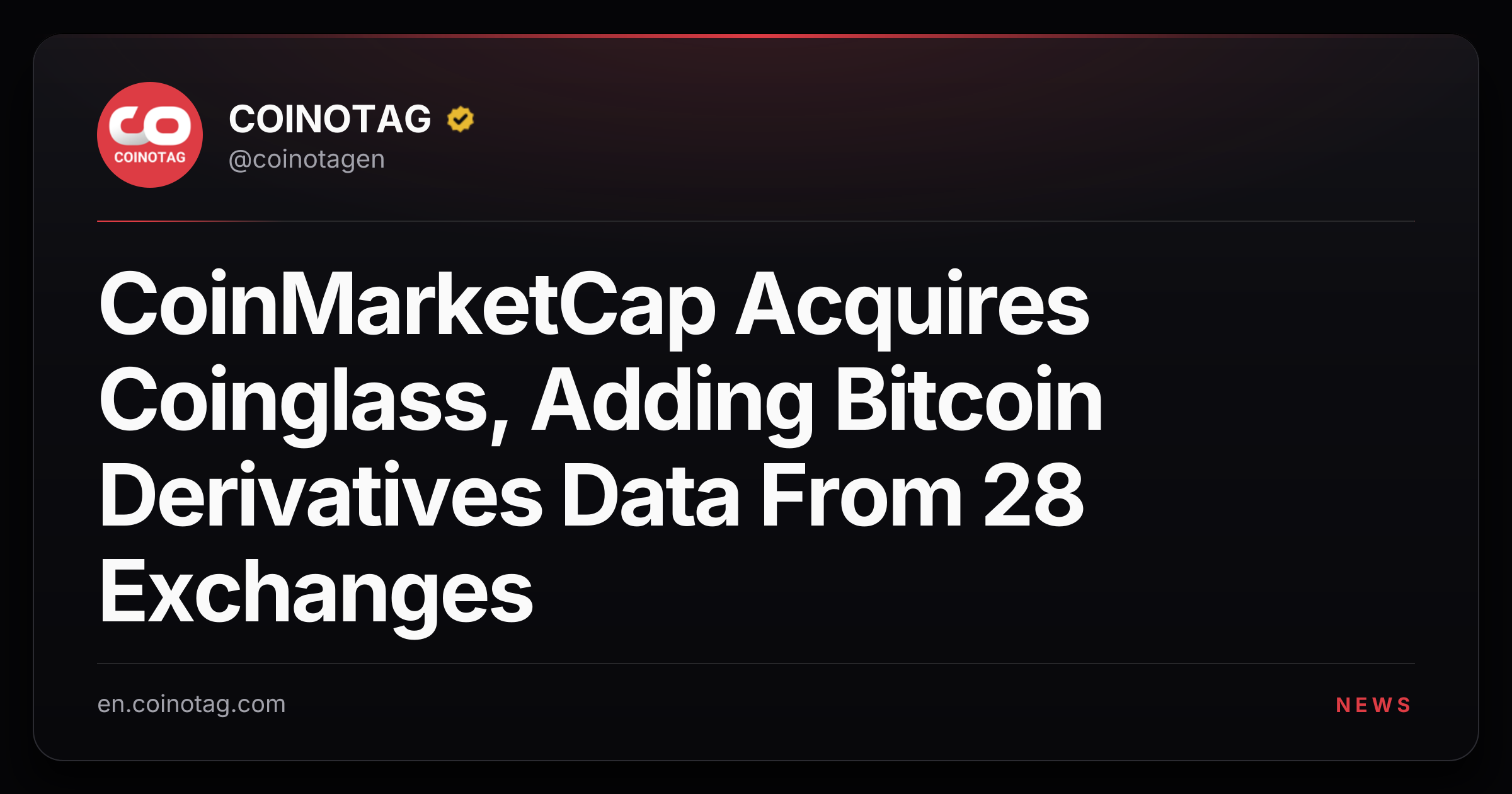 CoinMarketCap Acquires Coinglass, Adding Bitcoin Derivatives Data From 28 Exchanges