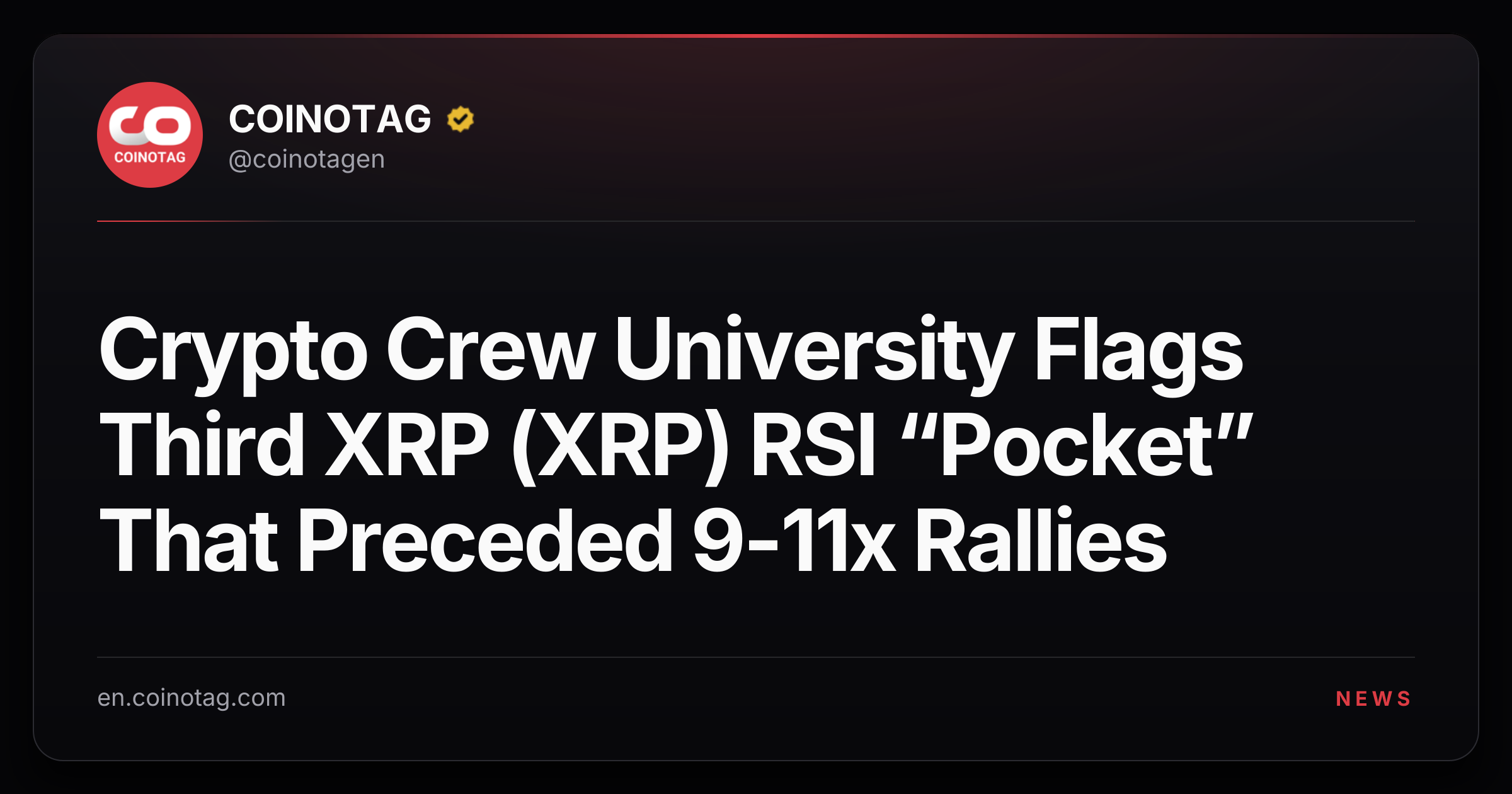 Crypto Crew University Flags Third XRP (XRP) RSI “Pocket” That Preceded 9-11x Rallies