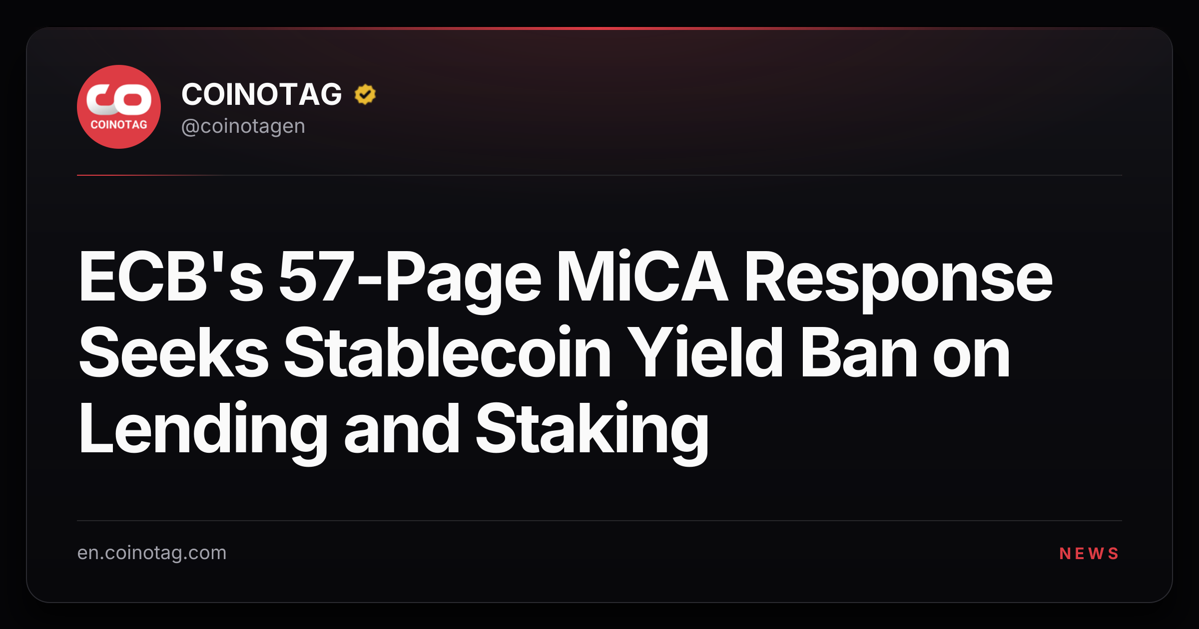 ECB's 57-Page MiCA Response Seeks Stablecoin Yield Ban on Lending and Staking