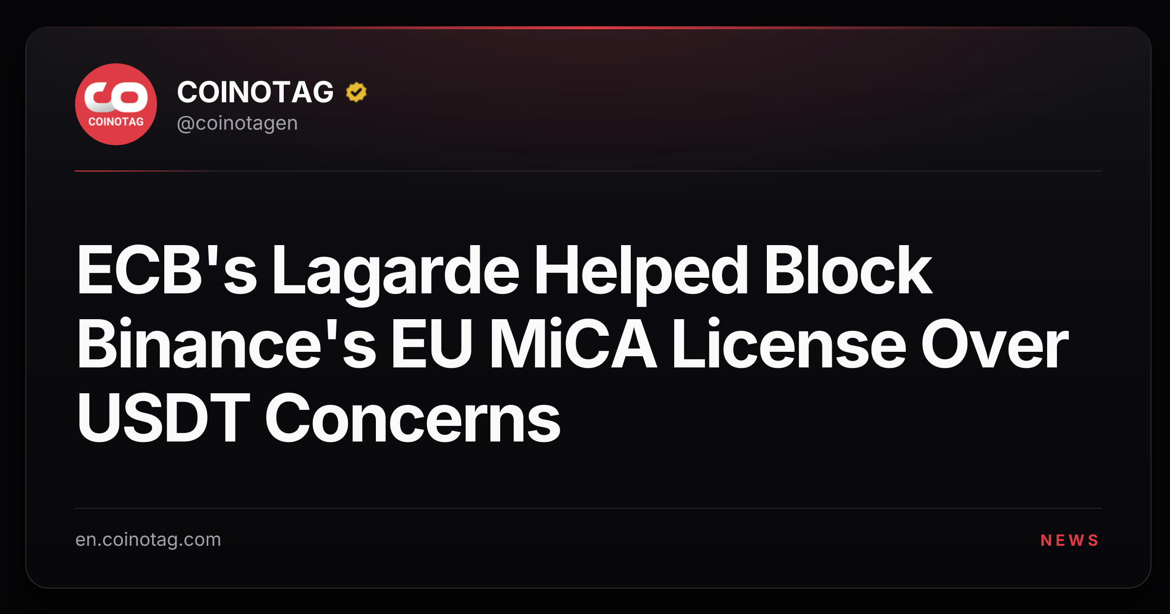 ECB's Lagarde Helped Block Binance's EU MiCA License Over USDT Concerns