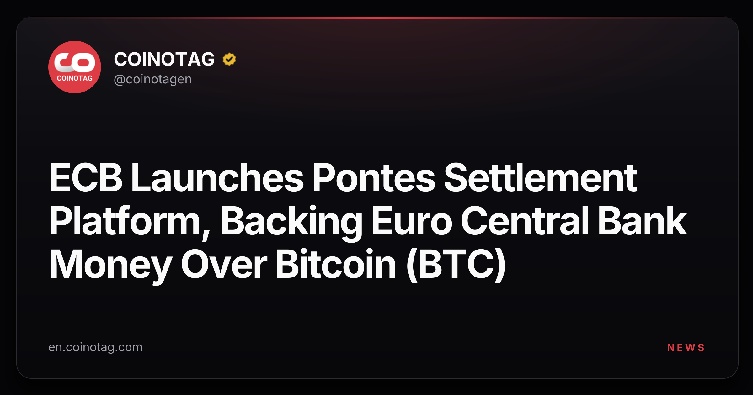 ECB Launches Pontes Settlement Platform, Backing Euro Central Bank Money Over Bitcoin (BTC)