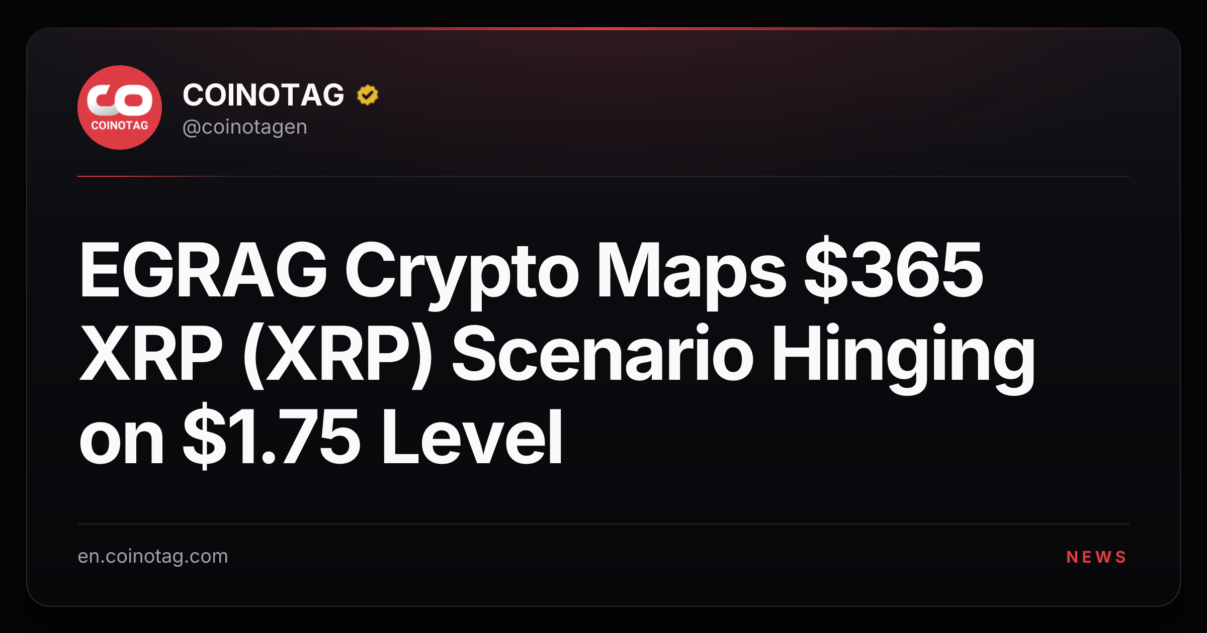 EGRAG Crypto Maps $365 XRP (XRP) Scenario Hinging on $1.75 Level