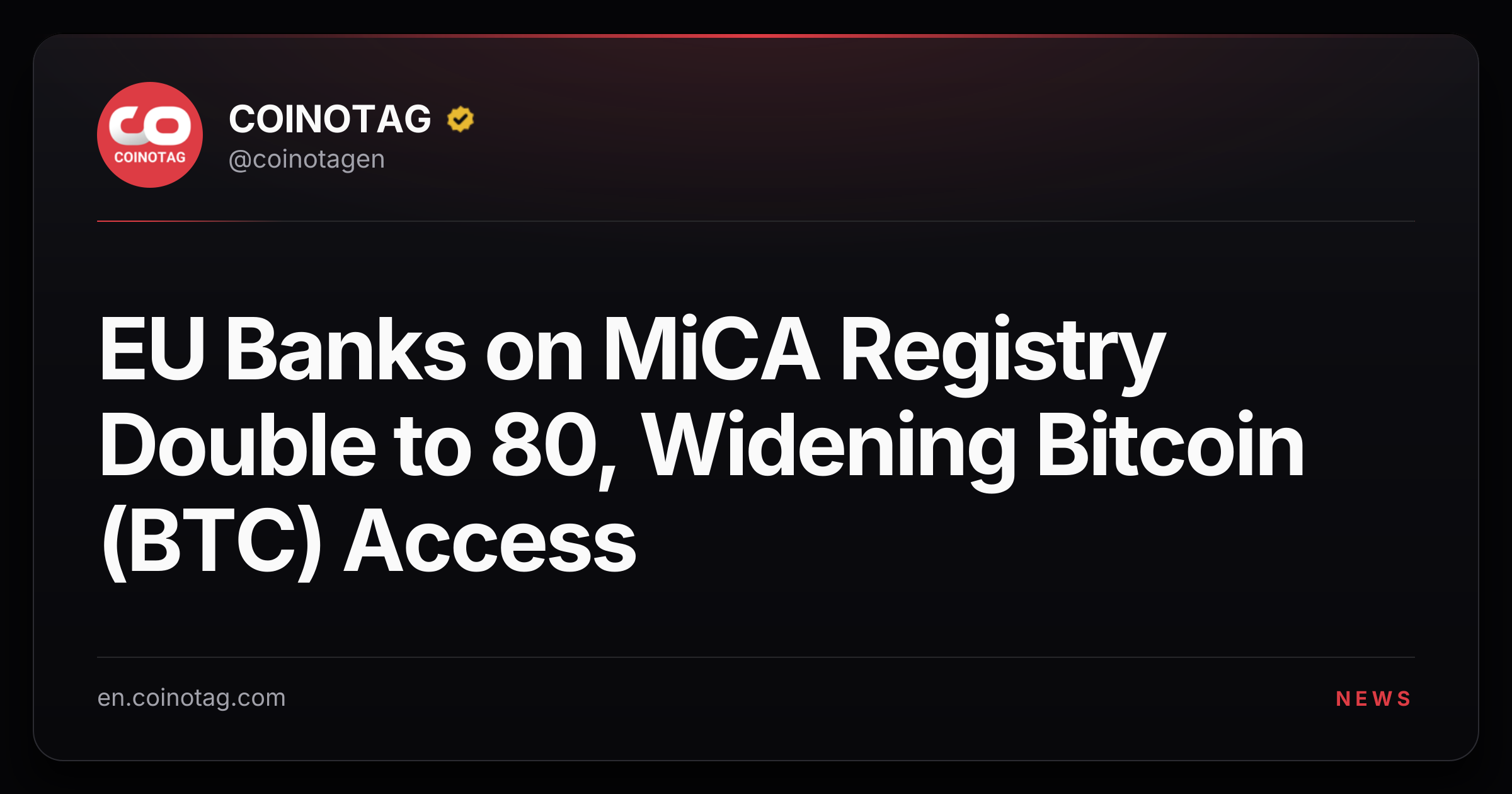 EU Banks on MiCA Registry Double to 80, Widening Bitcoin (BTC) Access