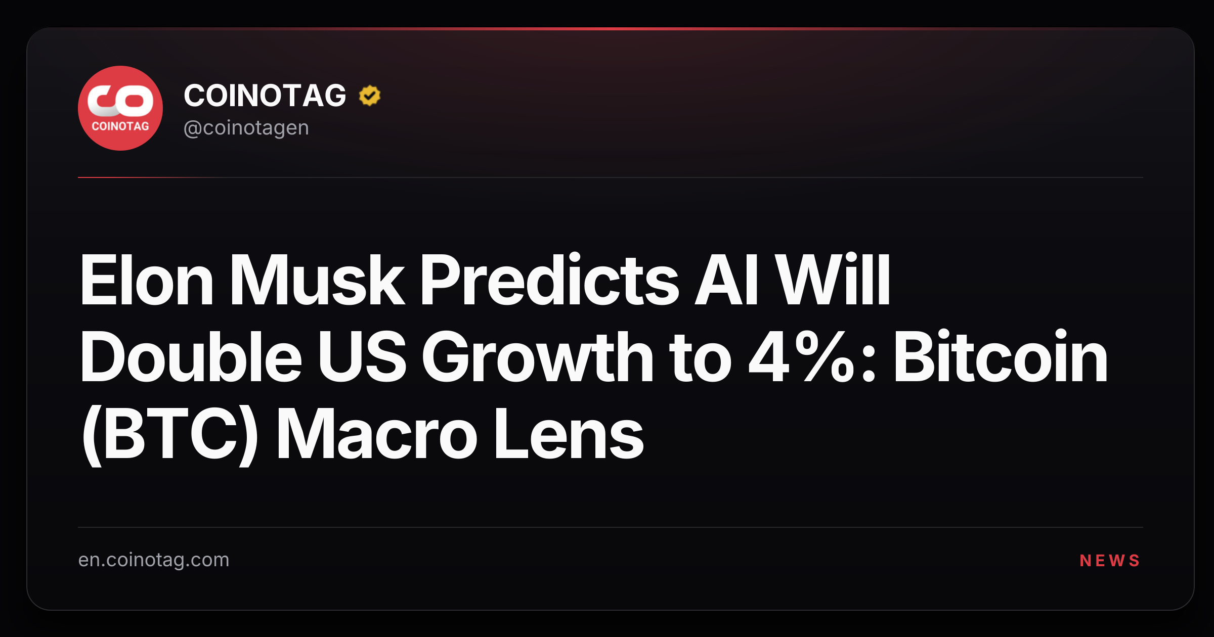 Elon Musk Predicts AI Will Double US Growth to 4%: Bitcoin (BTC) Macro Lens