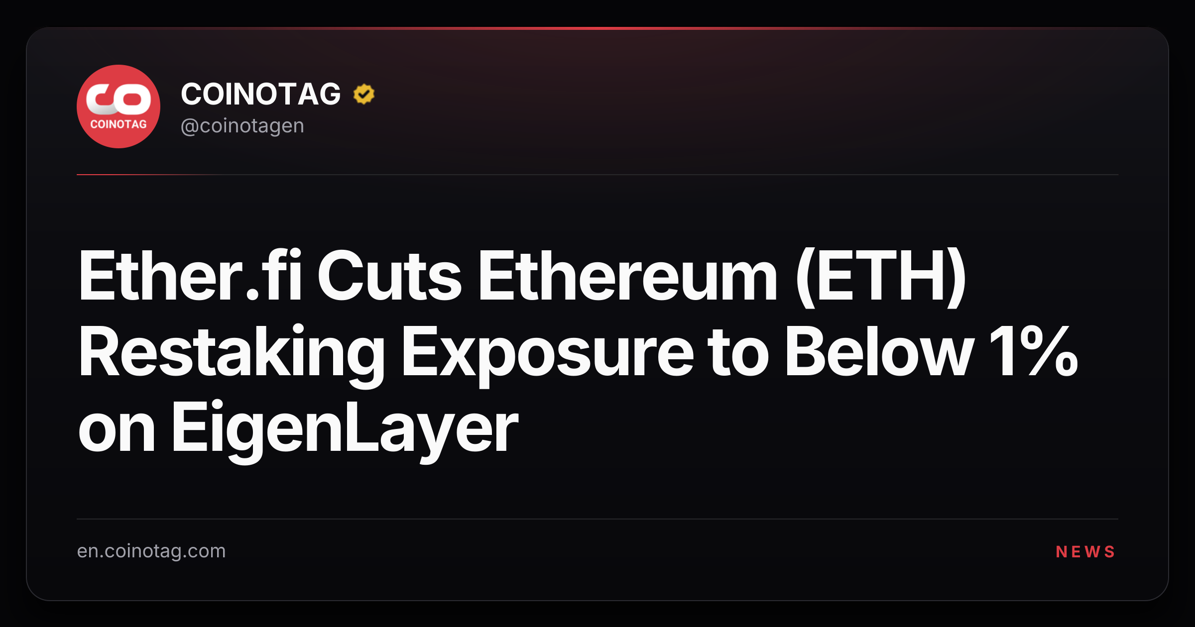 Ether.fi Cuts Ethereum (ETH) Restaking Exposure to Below 1% on EigenLayer