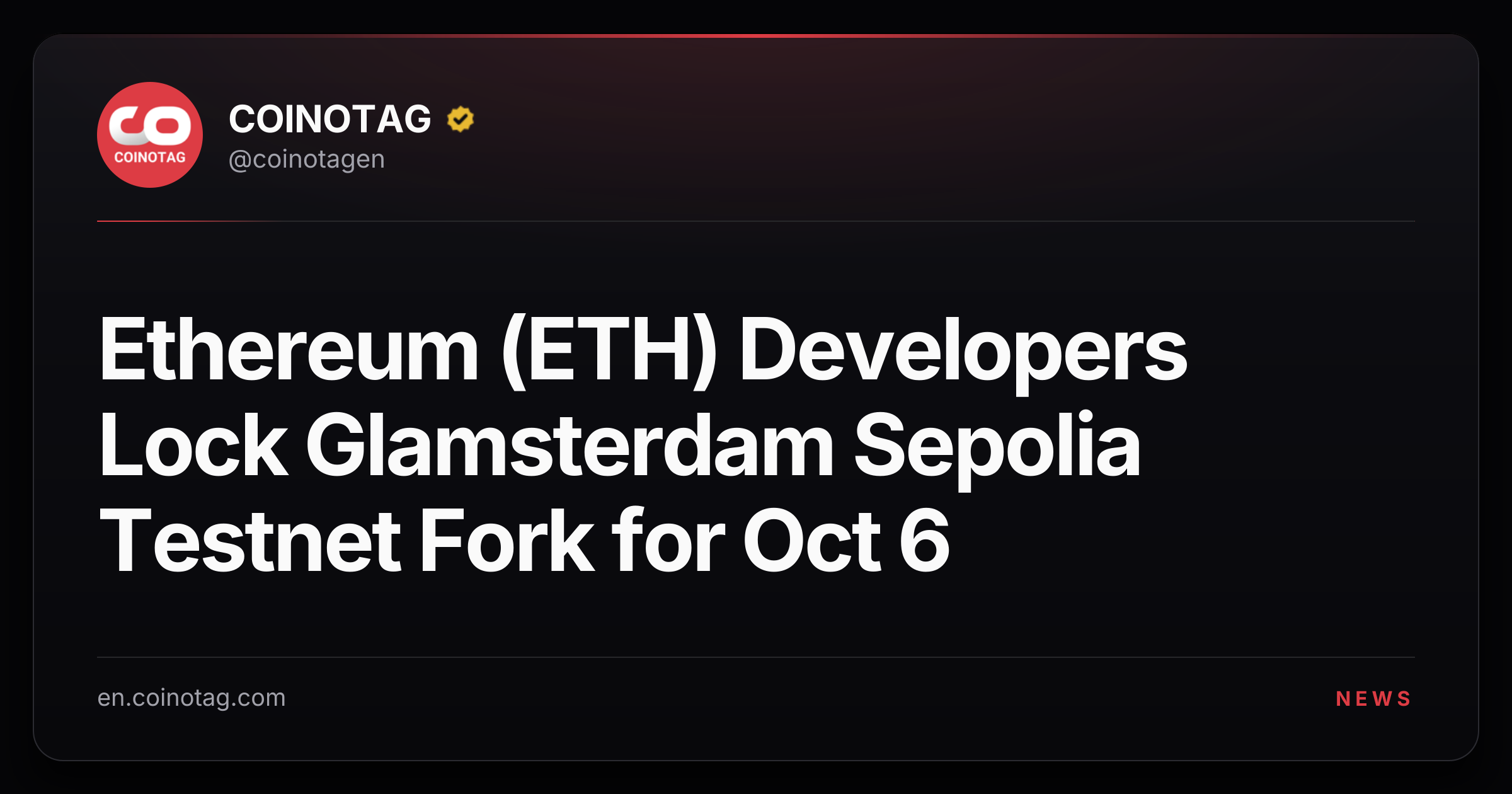 Ethereum (ETH) Developers Lock Glamsterdam Sepolia Testnet Fork for Oct 6