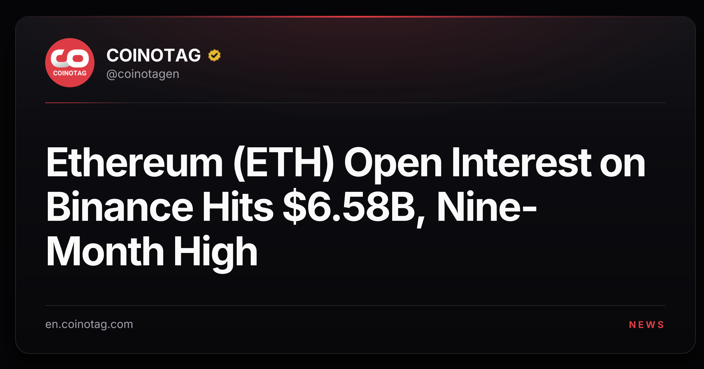 Ethereum (ETH) Open Interest on Binance Hits $6.58B, Nine-Month High