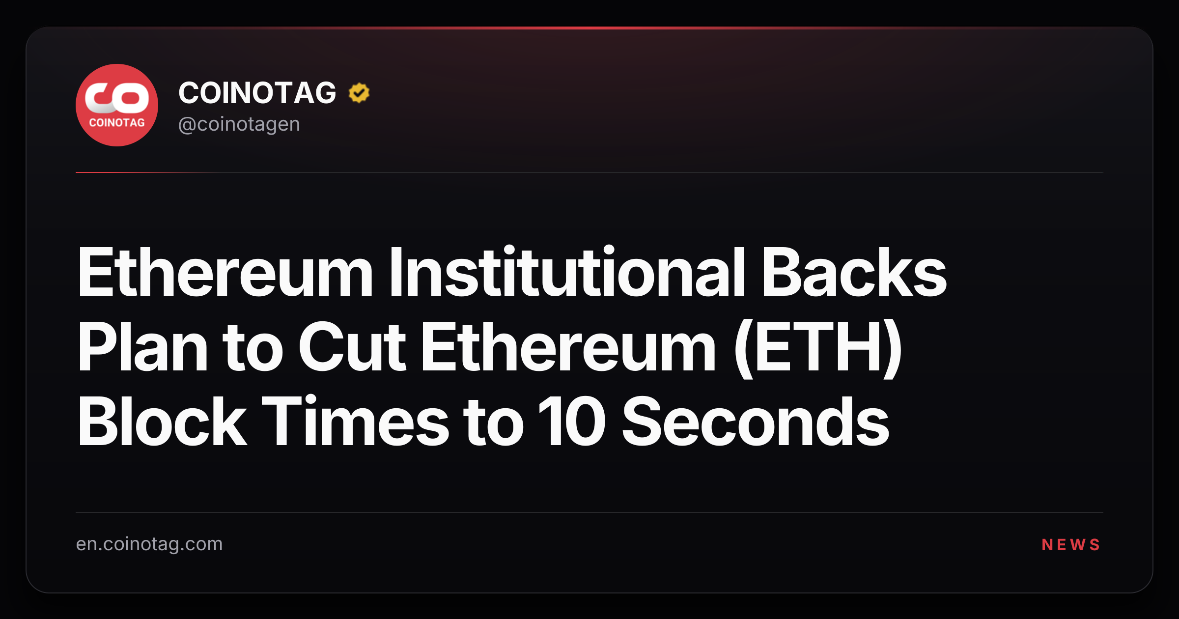 Ethereum Institutional Backs Plan to Cut Ethereum (ETH) Block Times to 10 Seconds
