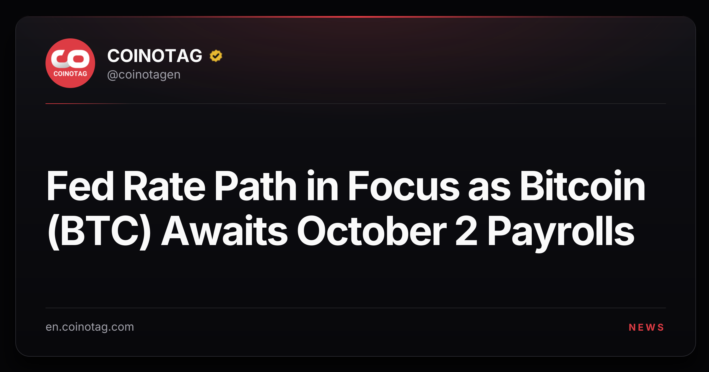Fed Rate Path in Focus as Bitcoin (BTC) Awaits October 2 Payrolls