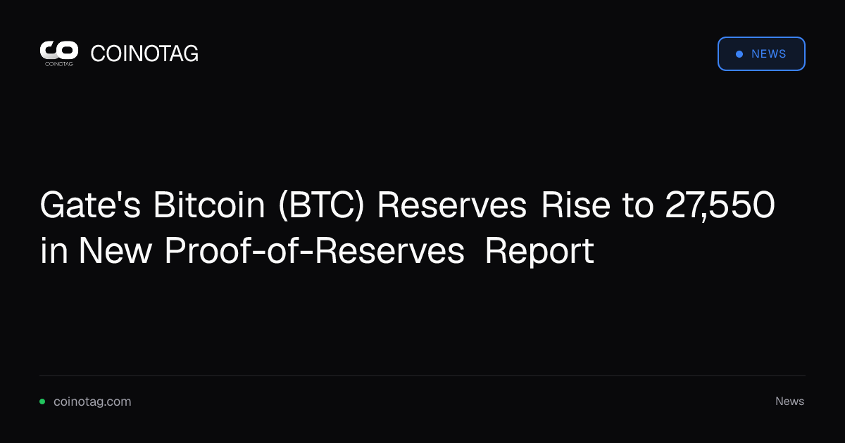 Gate's Bitcoin (BTC) Reserves Rise to 27,550 in New Proof-of-Reserves Report