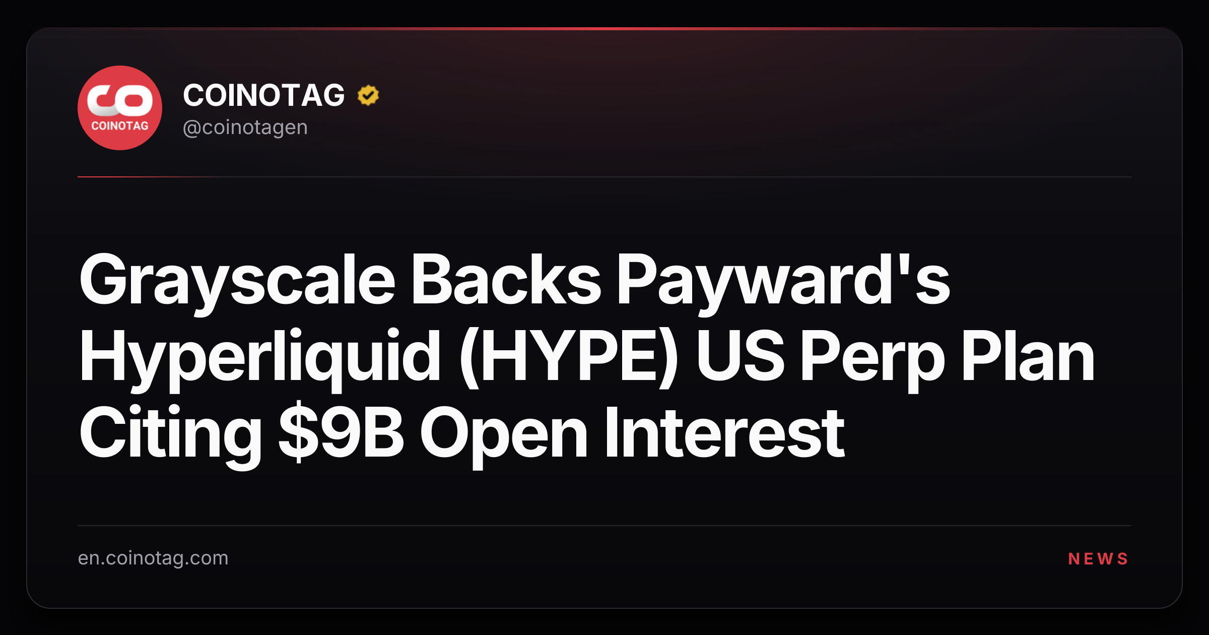 Grayscale Backs Payward's Hyperliquid (HYPE) US Perp Plan Citing $9B Open Interest