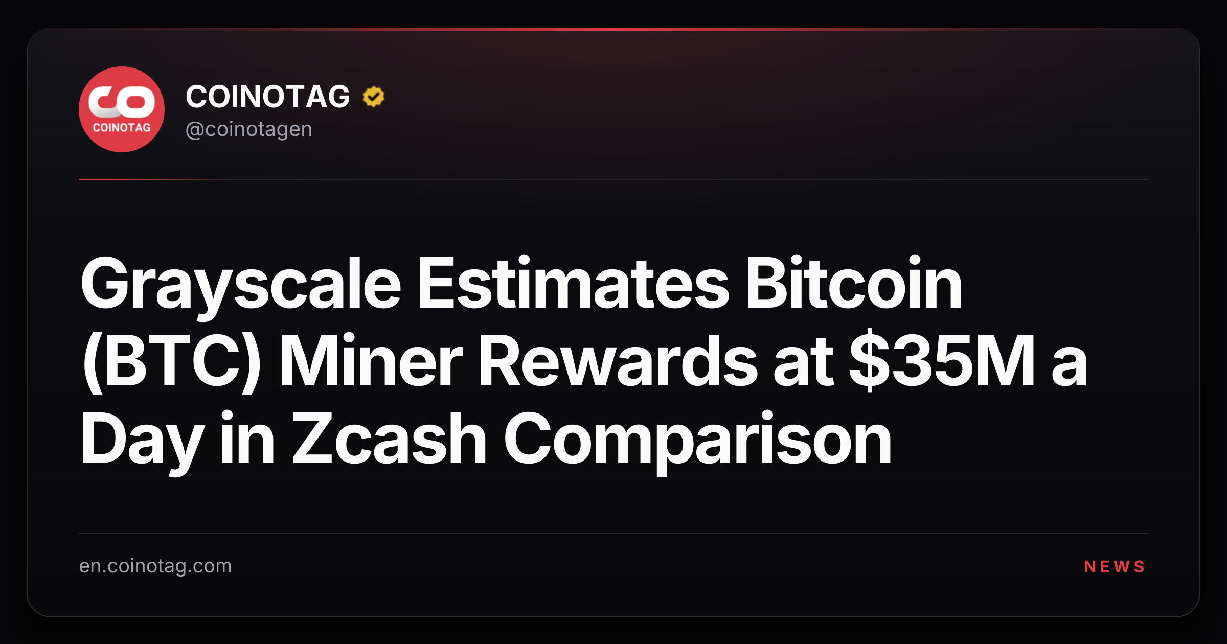 Grayscale Estimates Bitcoin (BTC) Miner Rewards at $35M a Day in Zcash Comparison