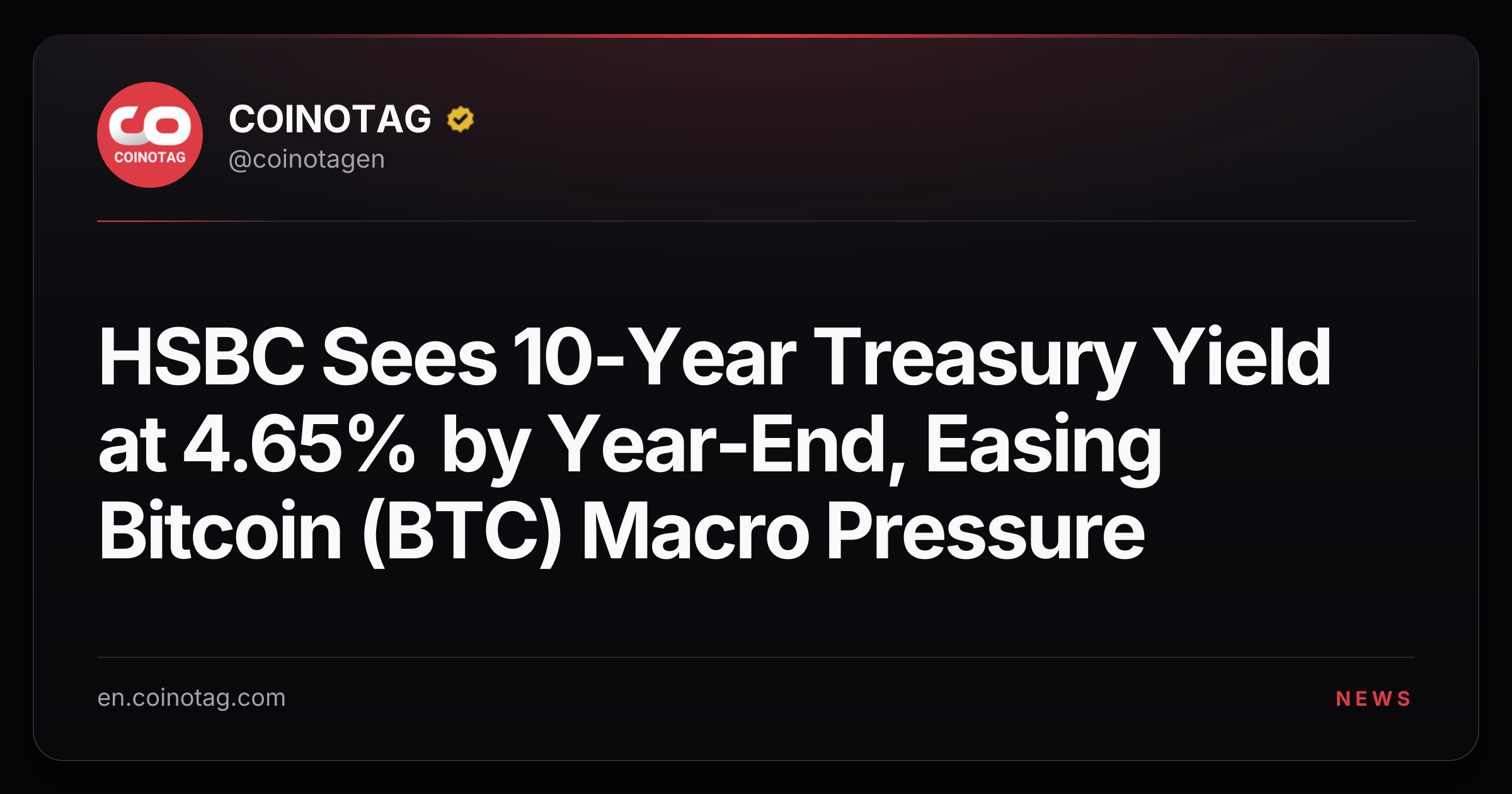 HSBC Sees 10-Year Treasury Yield at 4.65% by Year-End, Easing Bitcoin (BTC) Macro Pressure