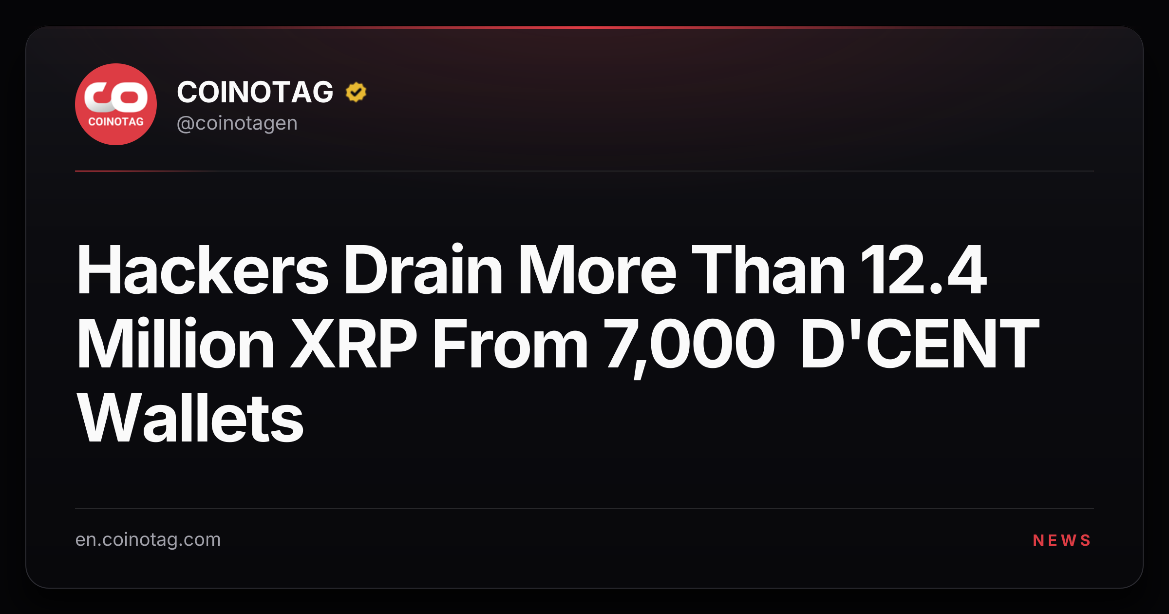 Hackers Drain More Than 12.4 Million XRP From 7,000 D'CENT Wallets