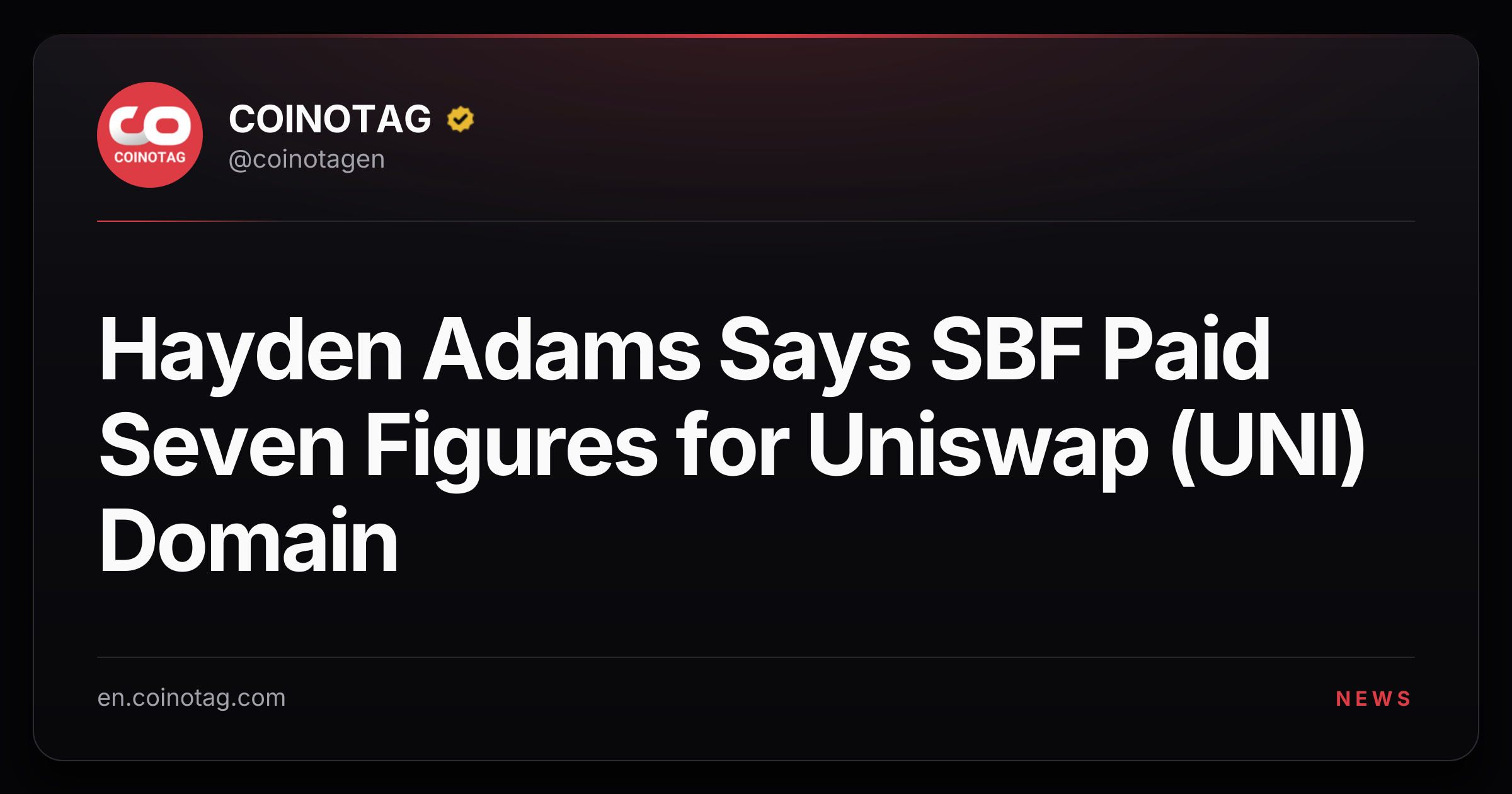 Hayden Adams Says SBF Paid Seven Figures for Uniswap (UNI) Domain