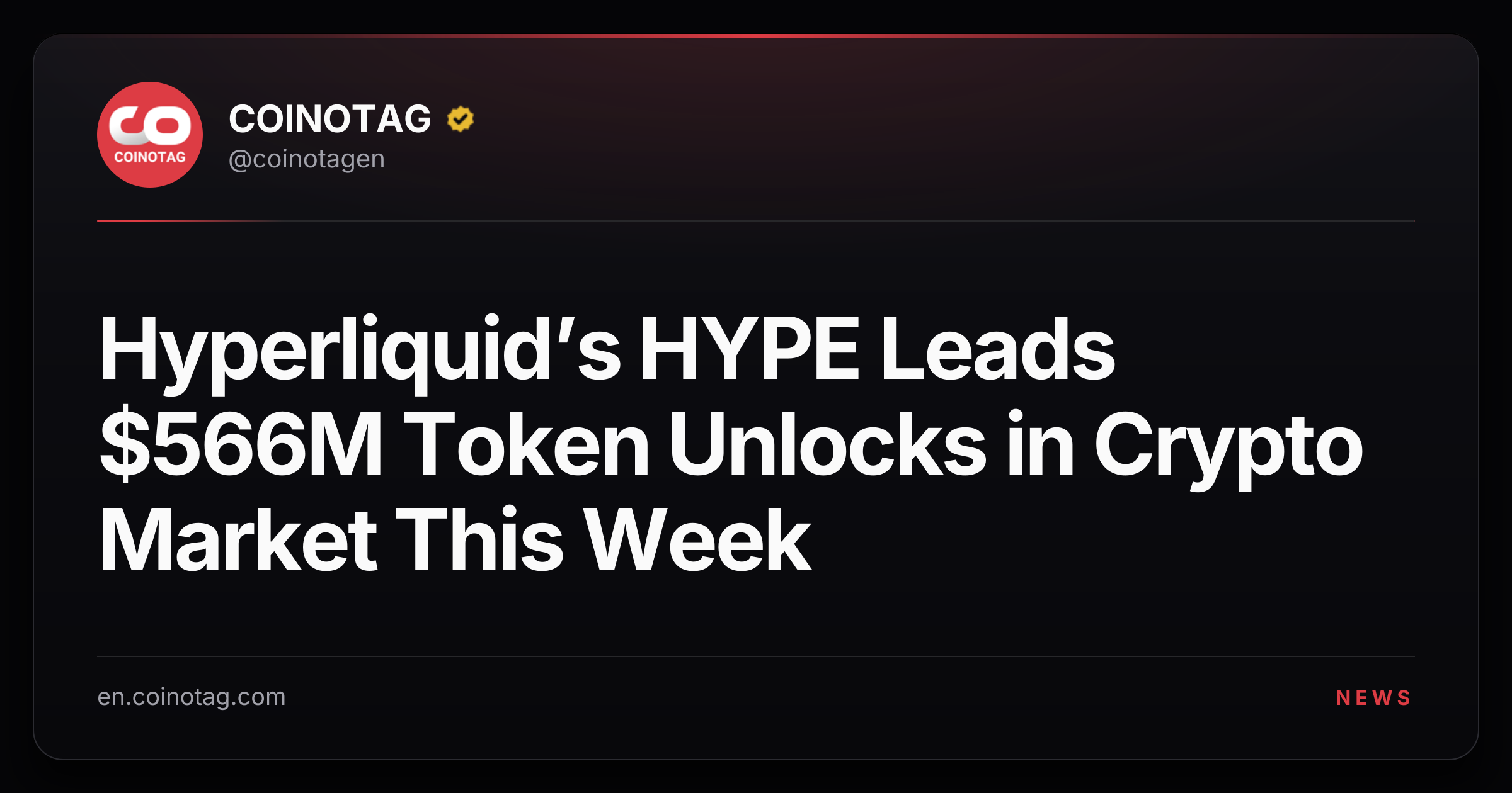 Hyperliquid’s HYPE Leads $566M Token Unlocks in Crypto Market This Week