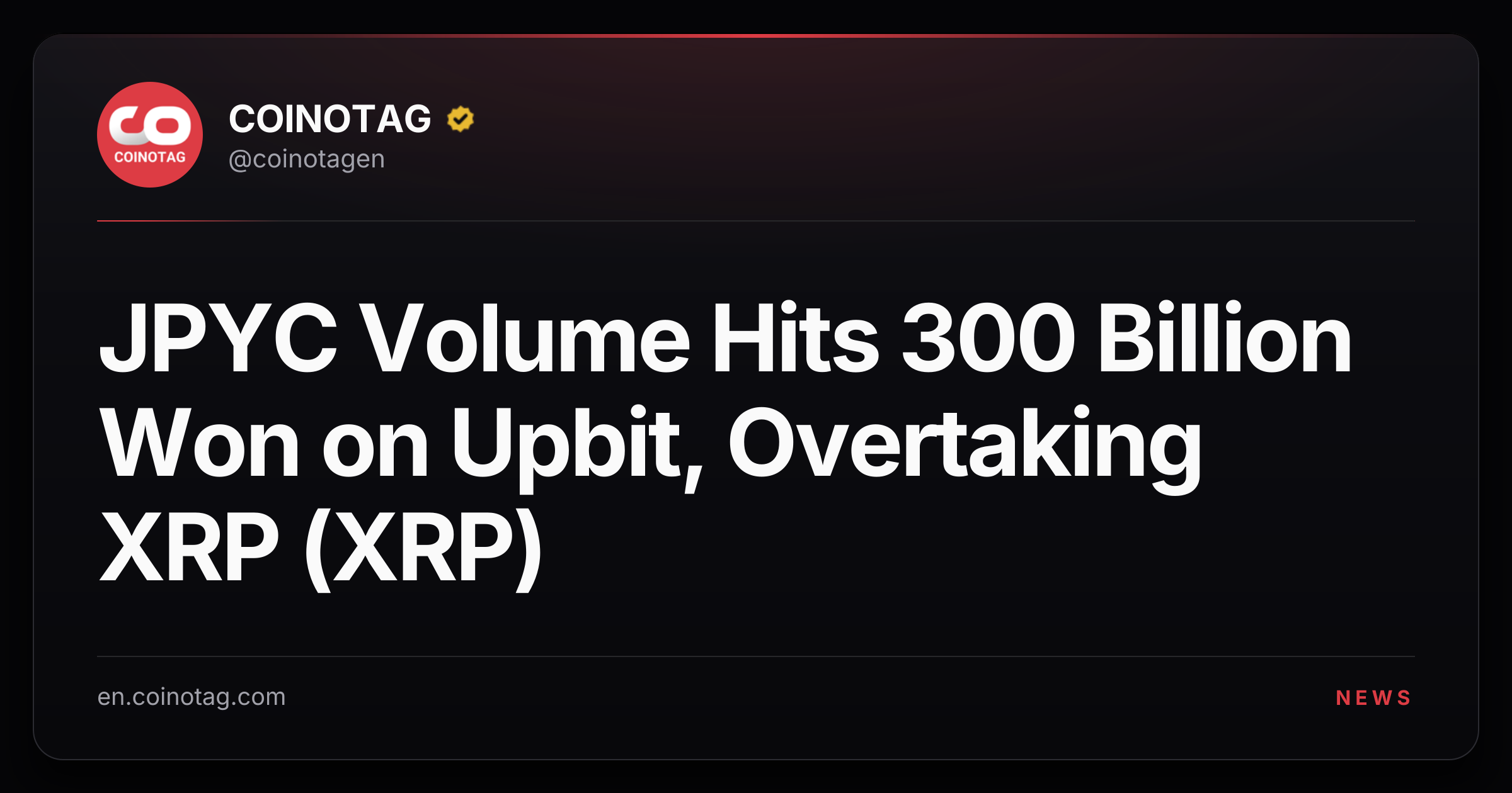 JPYC Volume Hits 300 Billion Won on Upbit, Overtaking XRP (XRP)