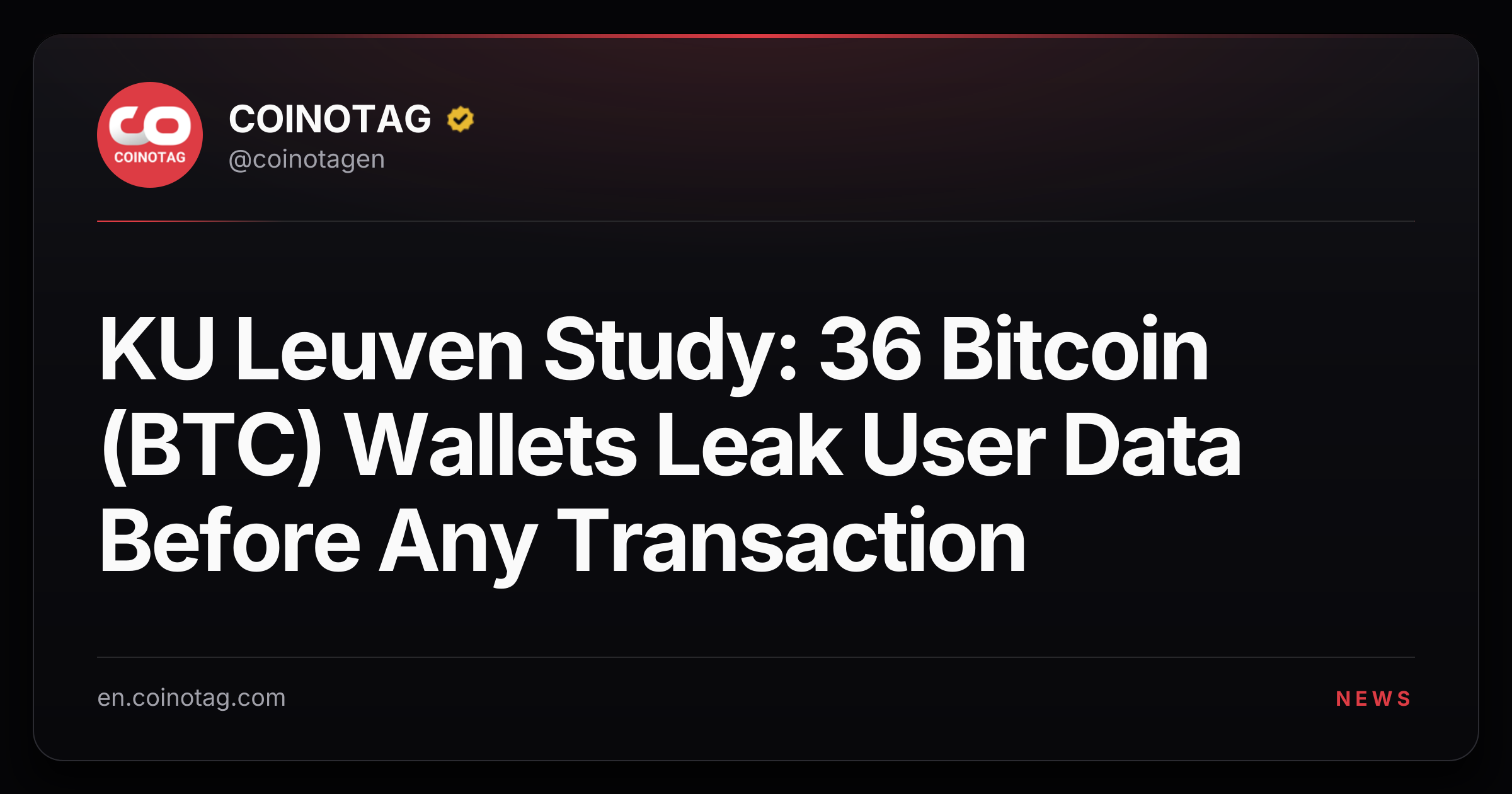 KU Leuven Study: 36 Bitcoin (BTC) Wallets Leak User Data Before Any Transaction