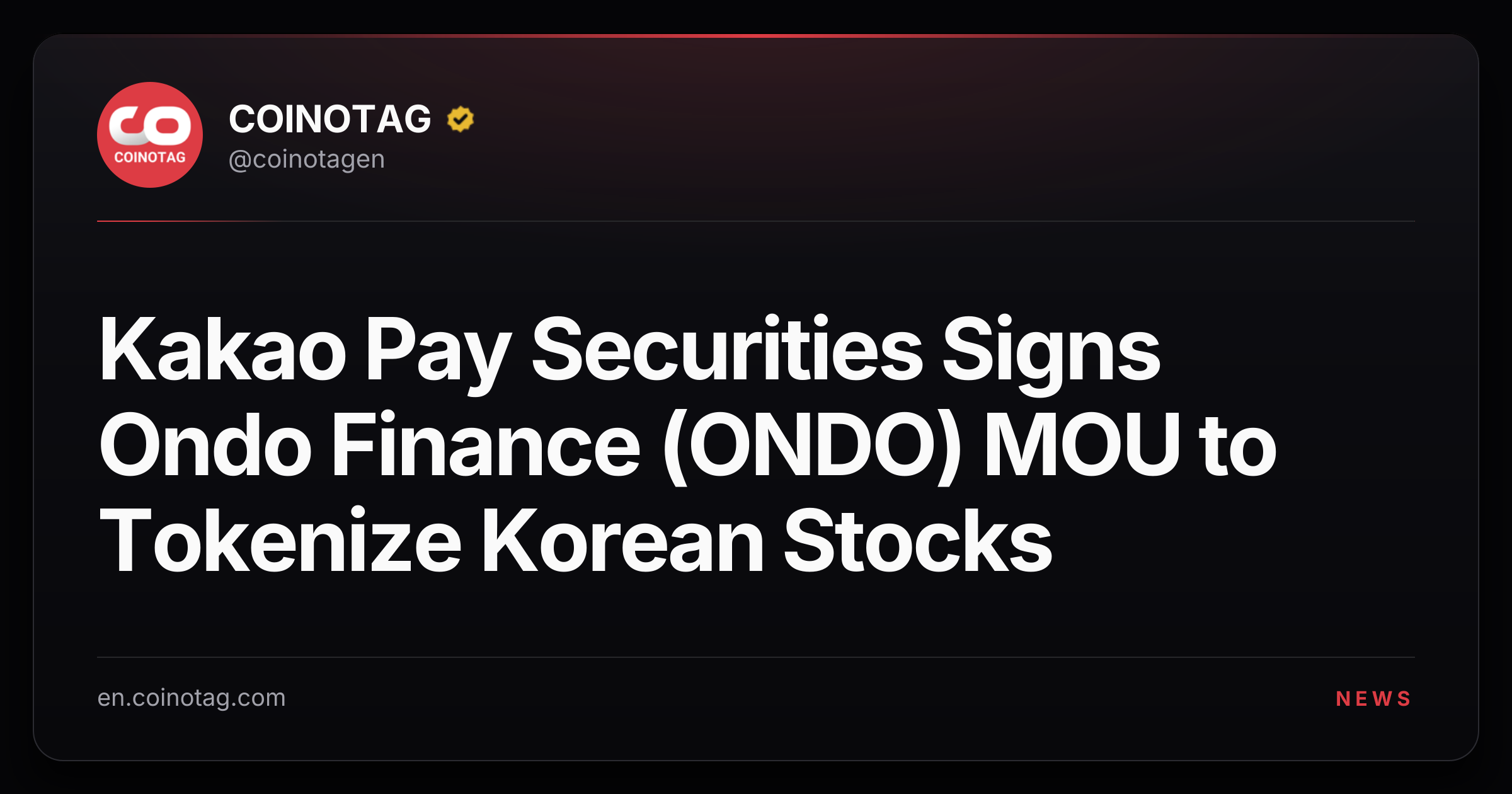 Kakao Pay Securities Signs Ondo Finance (ONDO) MOU to Tokenize Korean Stocks
