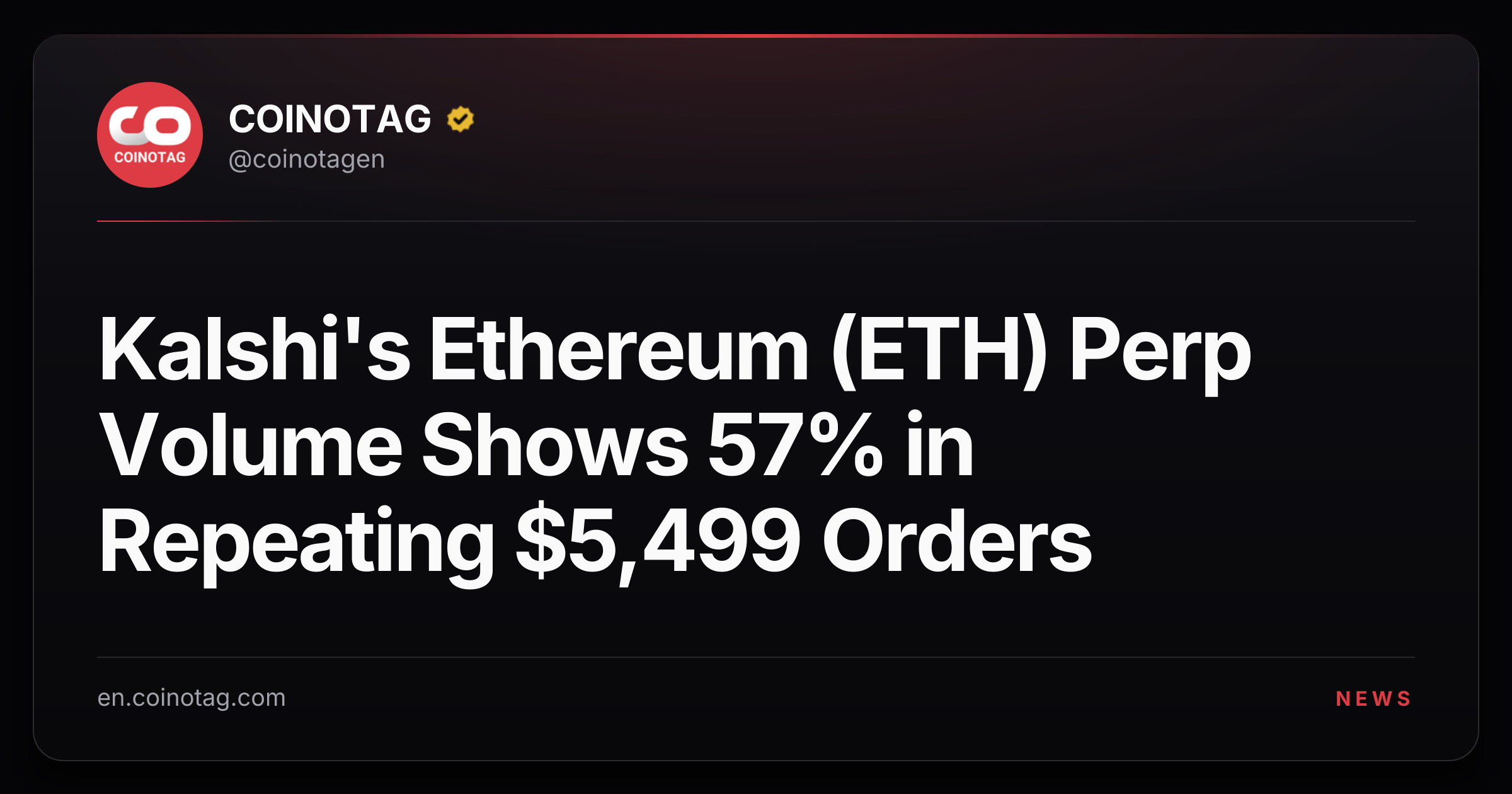 Kalshi's Ethereum (ETH) Perp Volume Shows 57% in Repeating $5,499 Orders